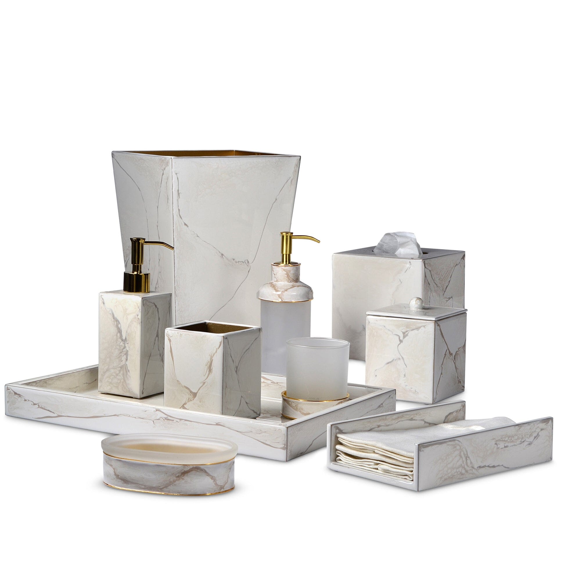 Mike + Ally artisans create a faux marble pattern with enamel