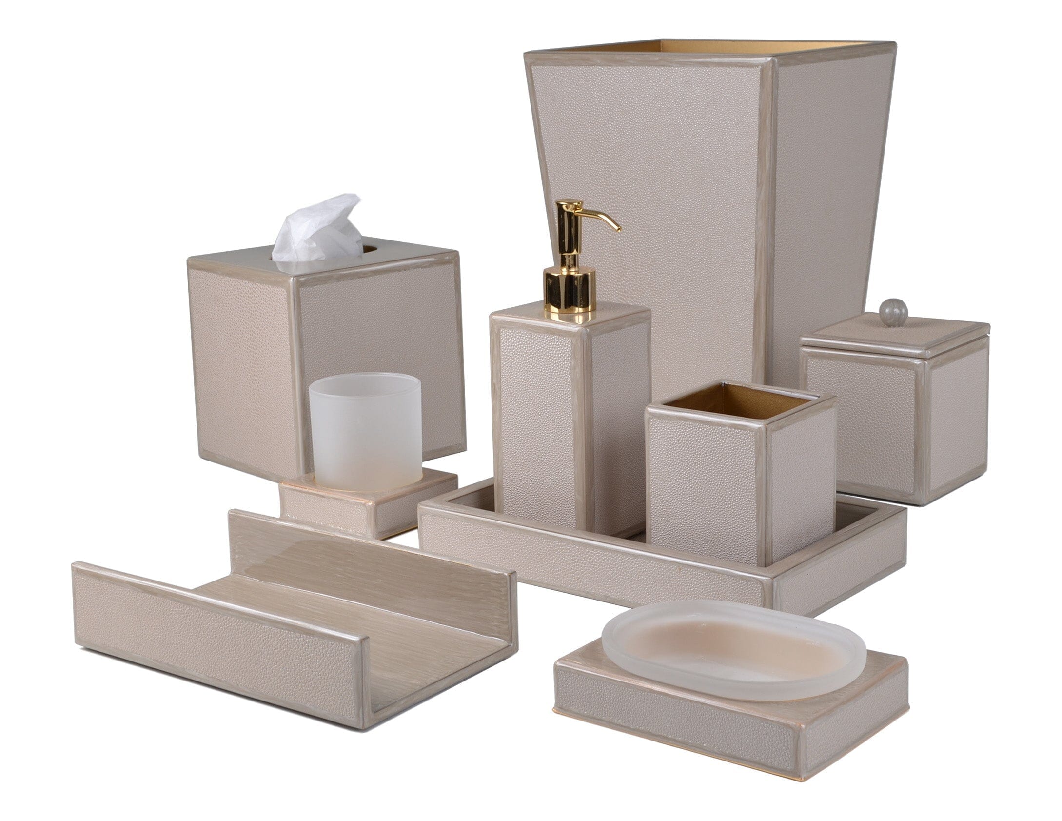 Inspired by nature, this collection features faux shagreen in choice of four colors