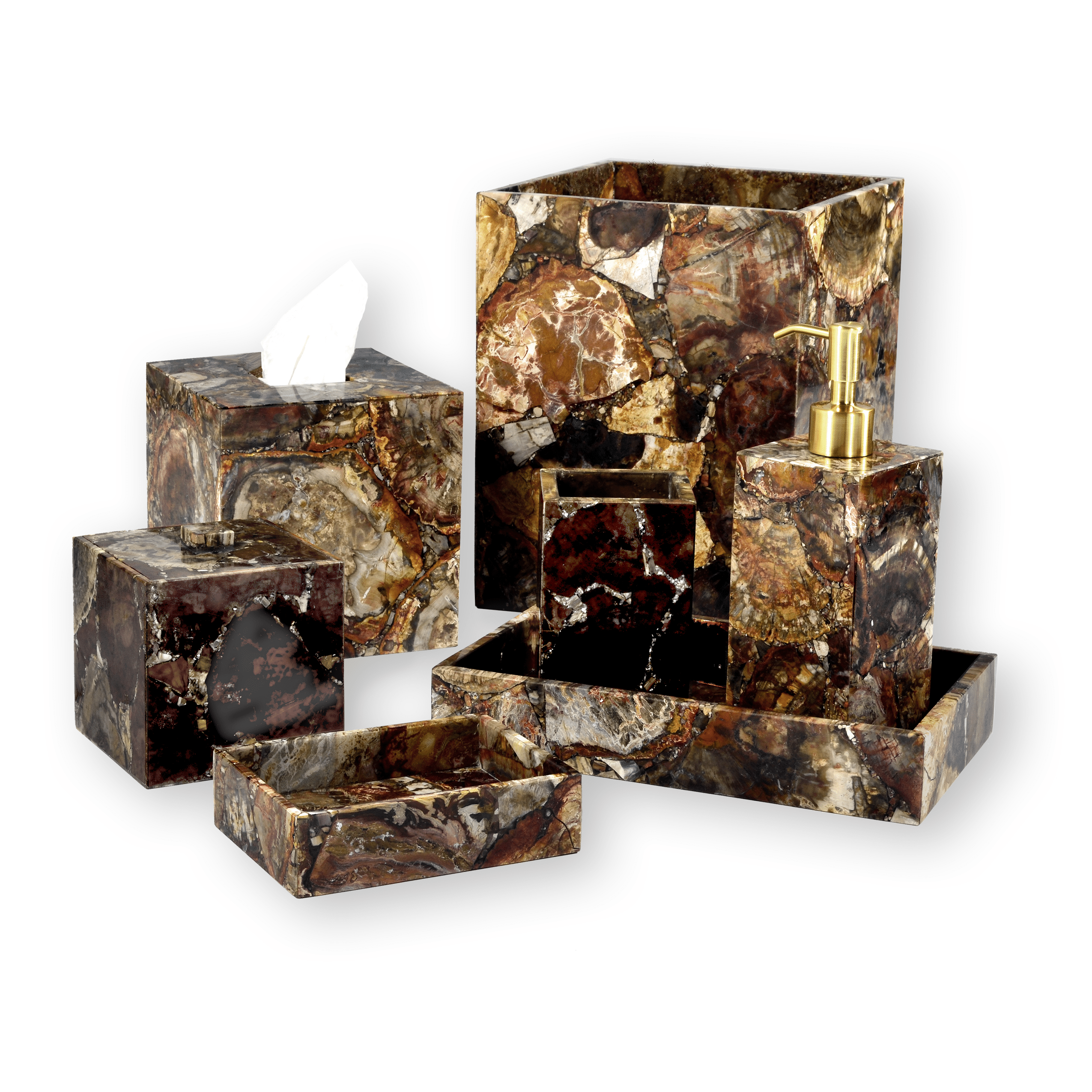 PETRIFIED WOOD BATH SET