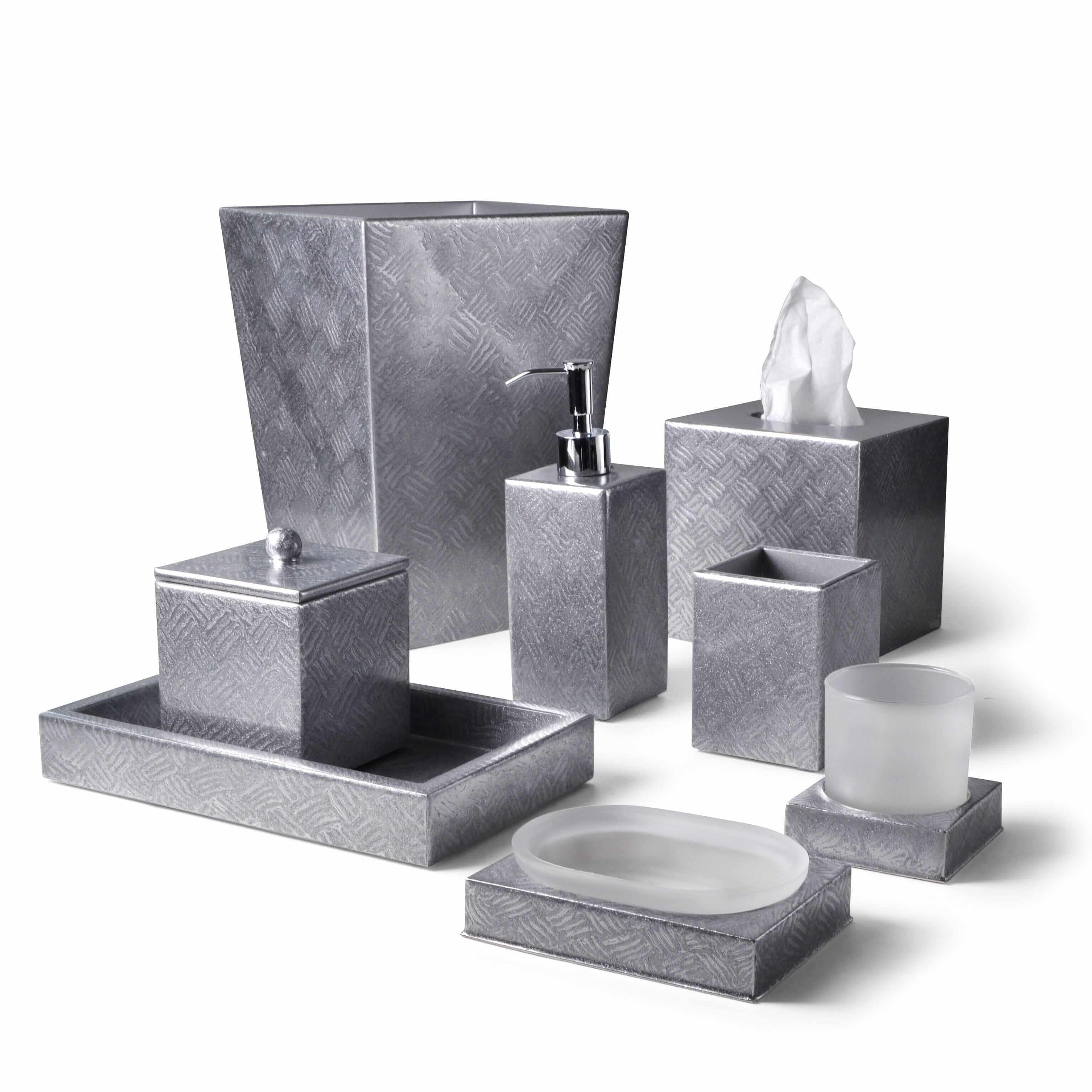 Tilly is created by Mike + Ally artisans using a hand enamel basket weave pattern. Available in gold and silver metallic.