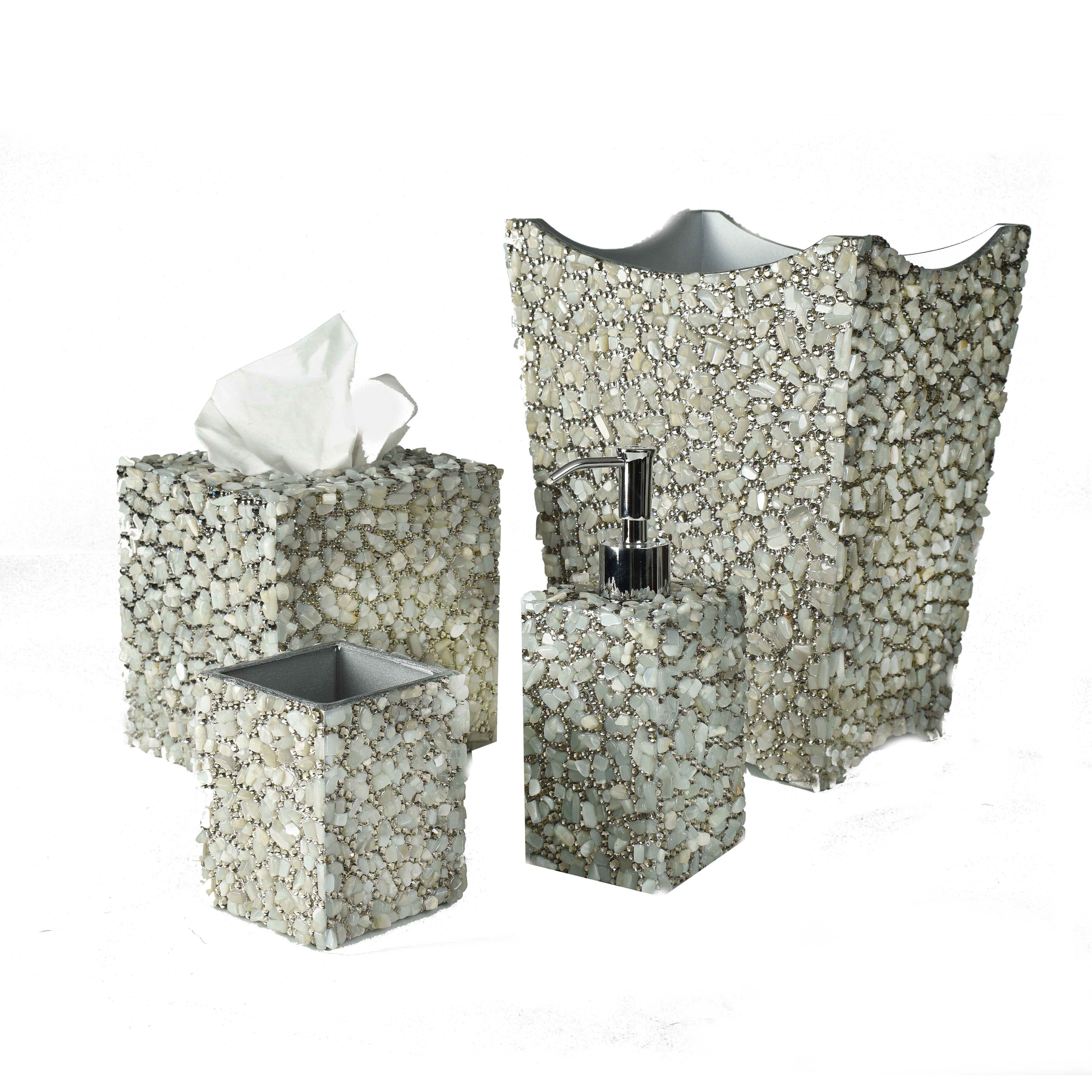 quartz and labradorite encrusted bath set