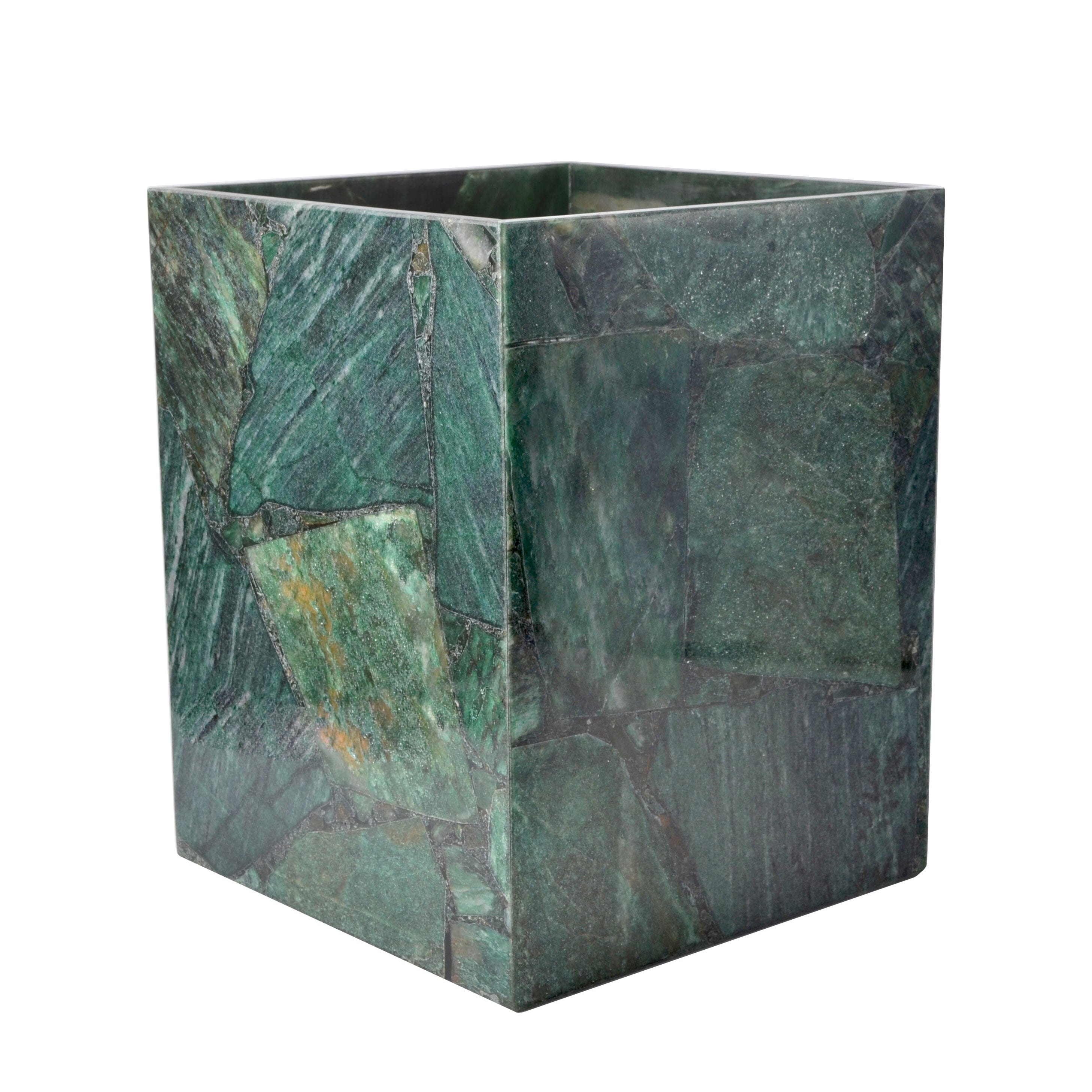 Mike + Ally Taj Green Aventurine Wastebasket - Bathroom accessories set