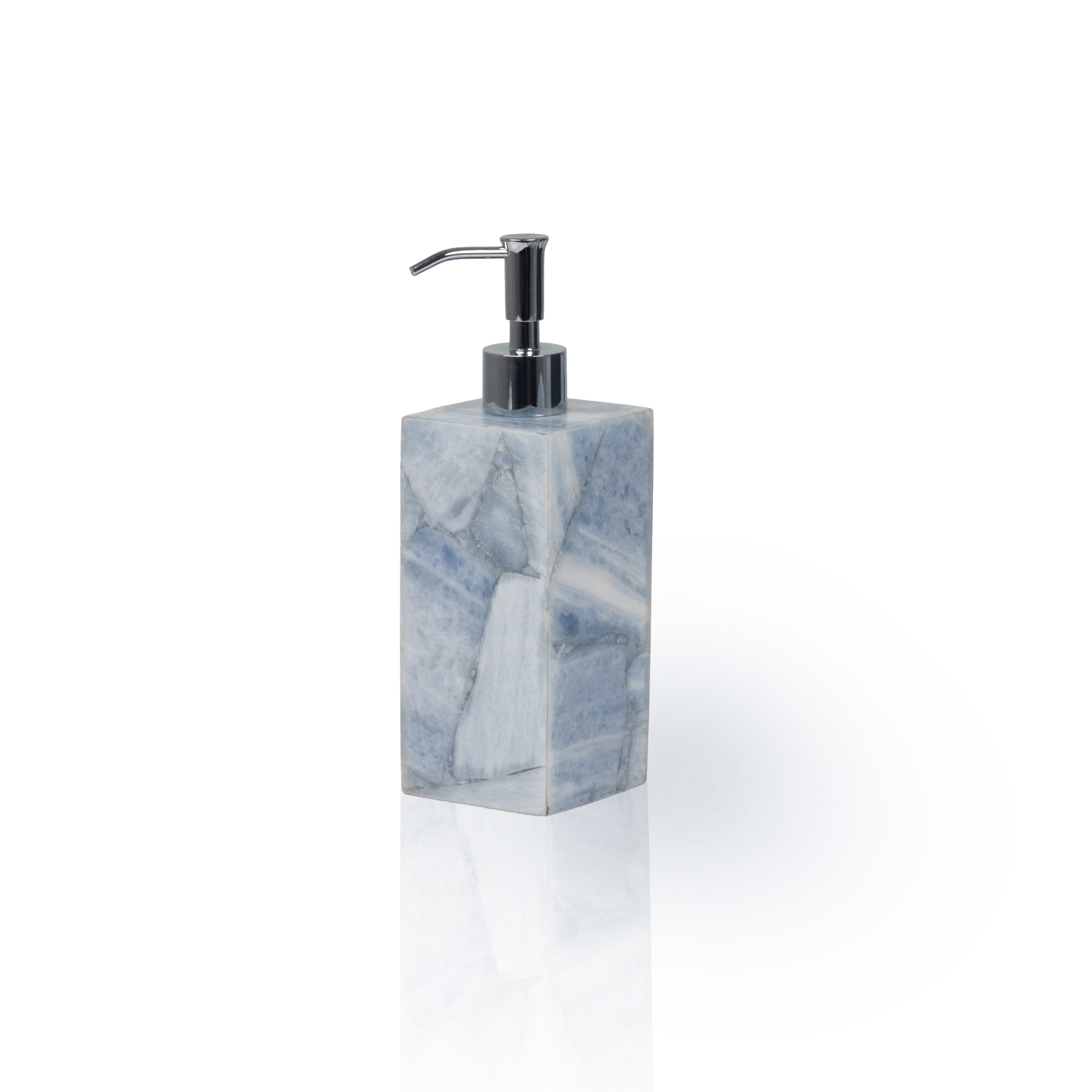 Blue calcite gemstone lotion dispenser