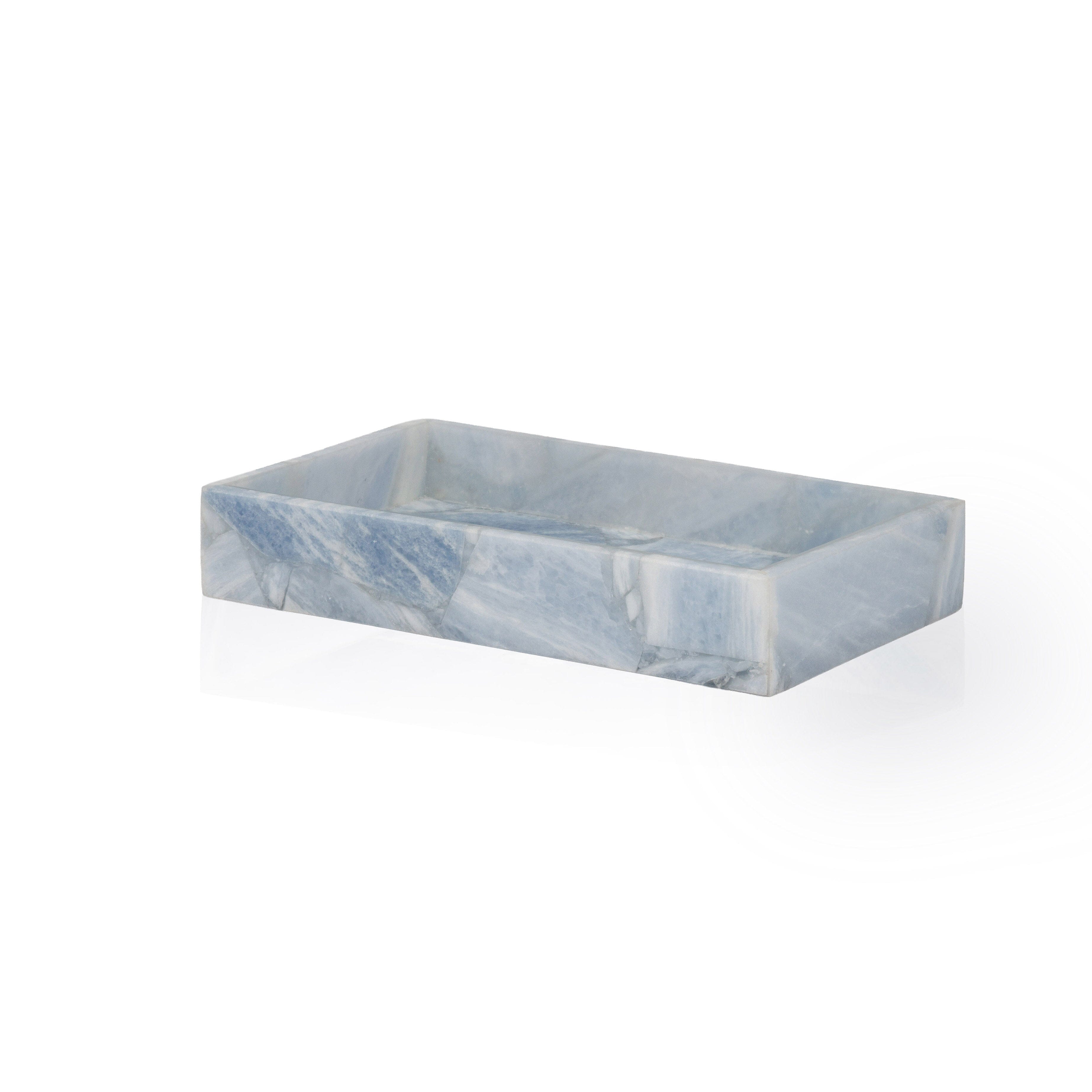 rectangular blue calcite tray