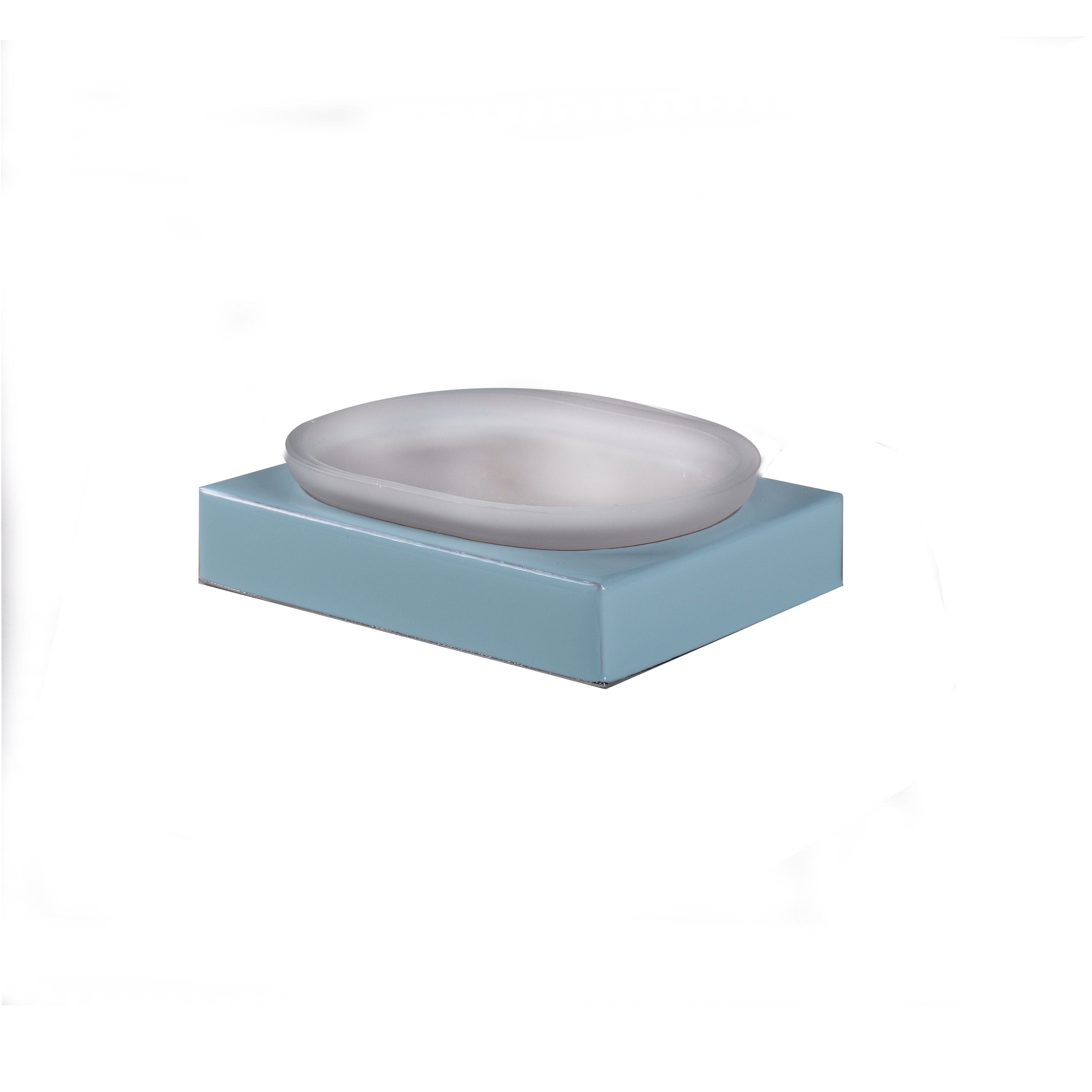 Glass soap dish with metal base