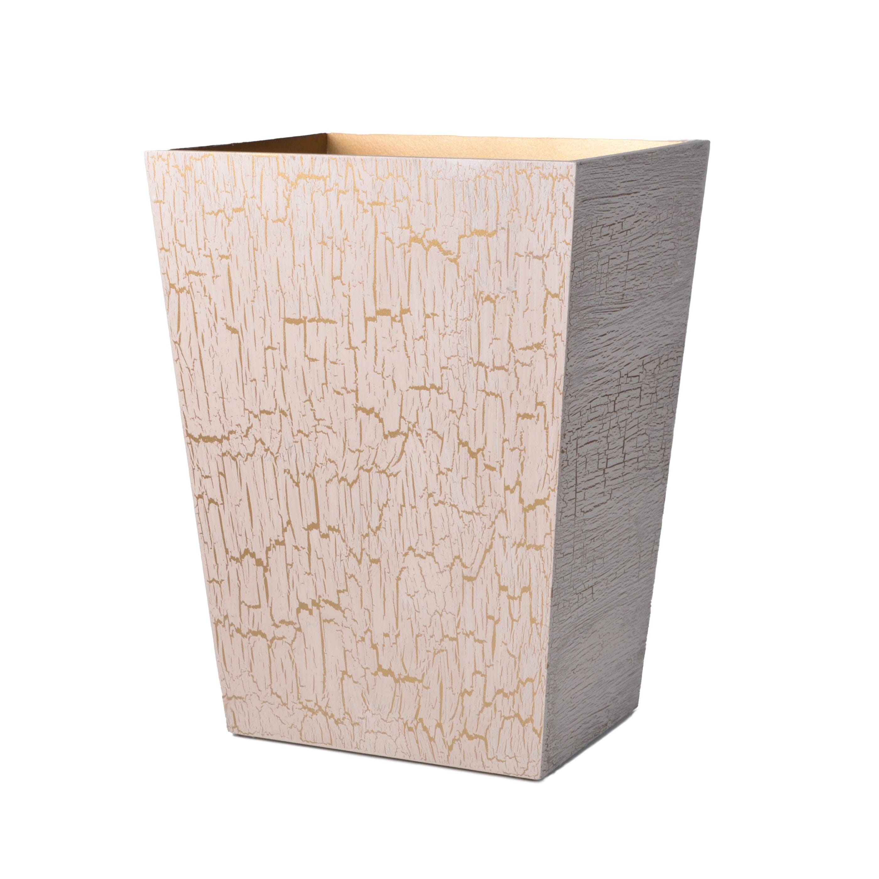 Straight wastebasket in distressed wood