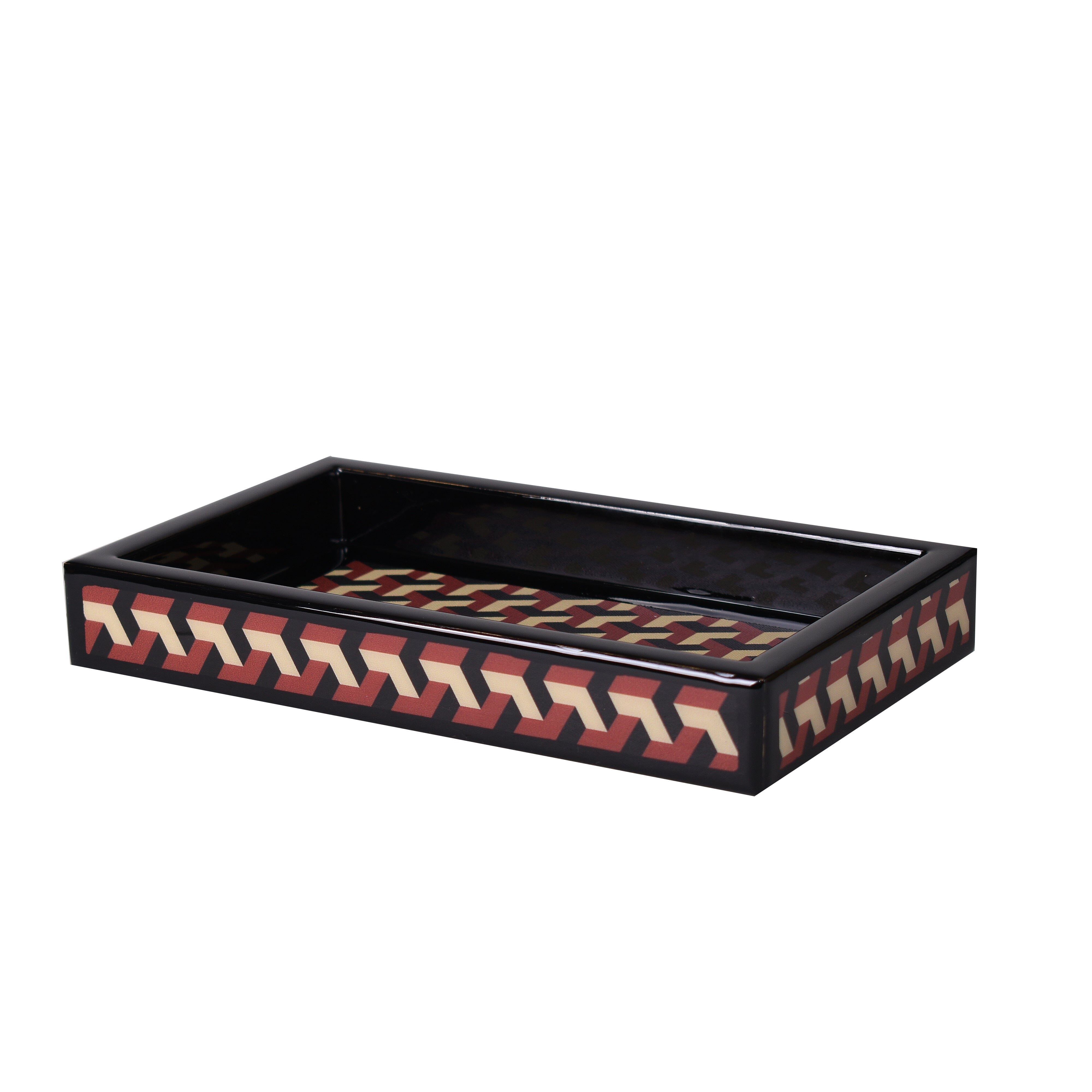 vanity tray with iconic chevron pattern