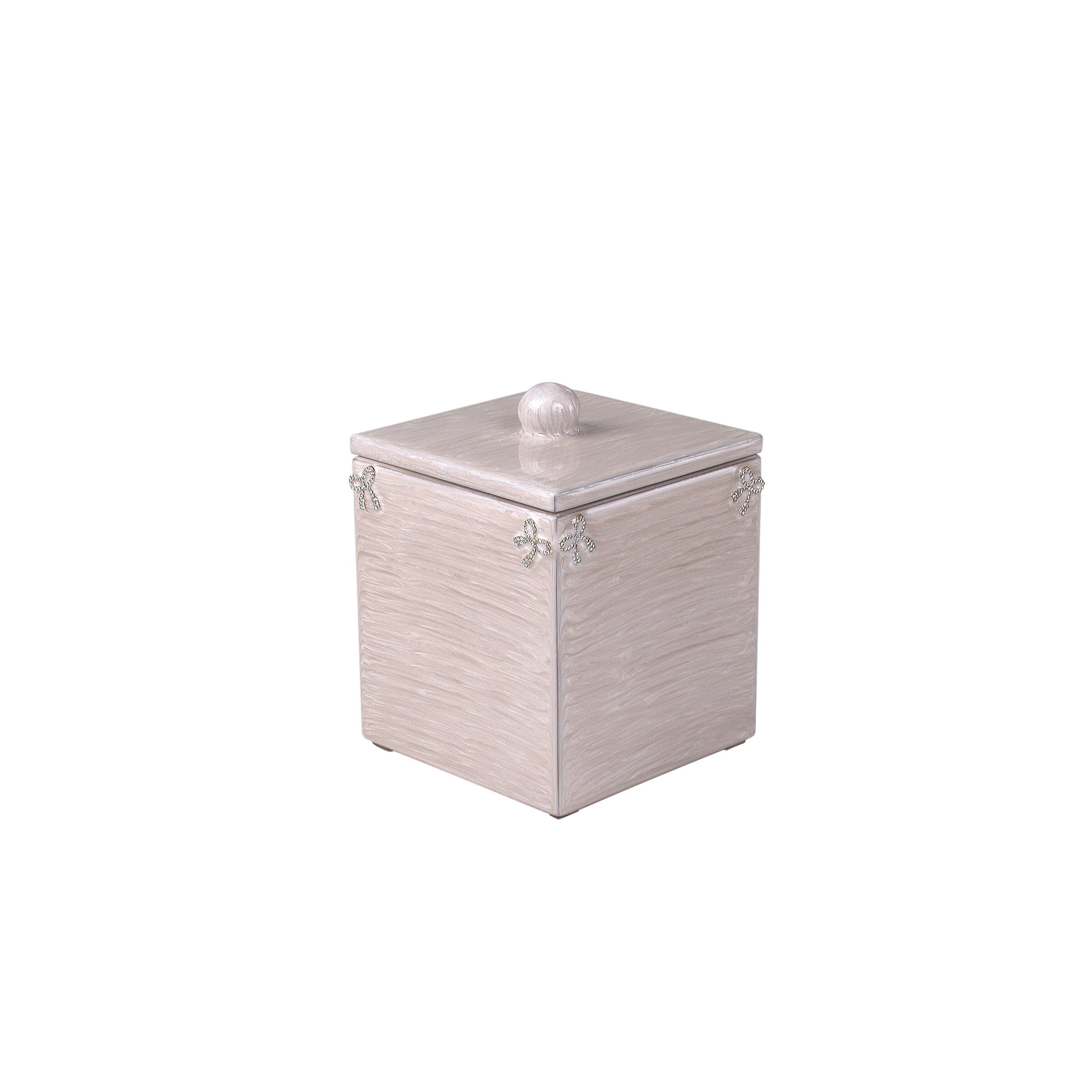Square container with lid accented with hand set crystals.