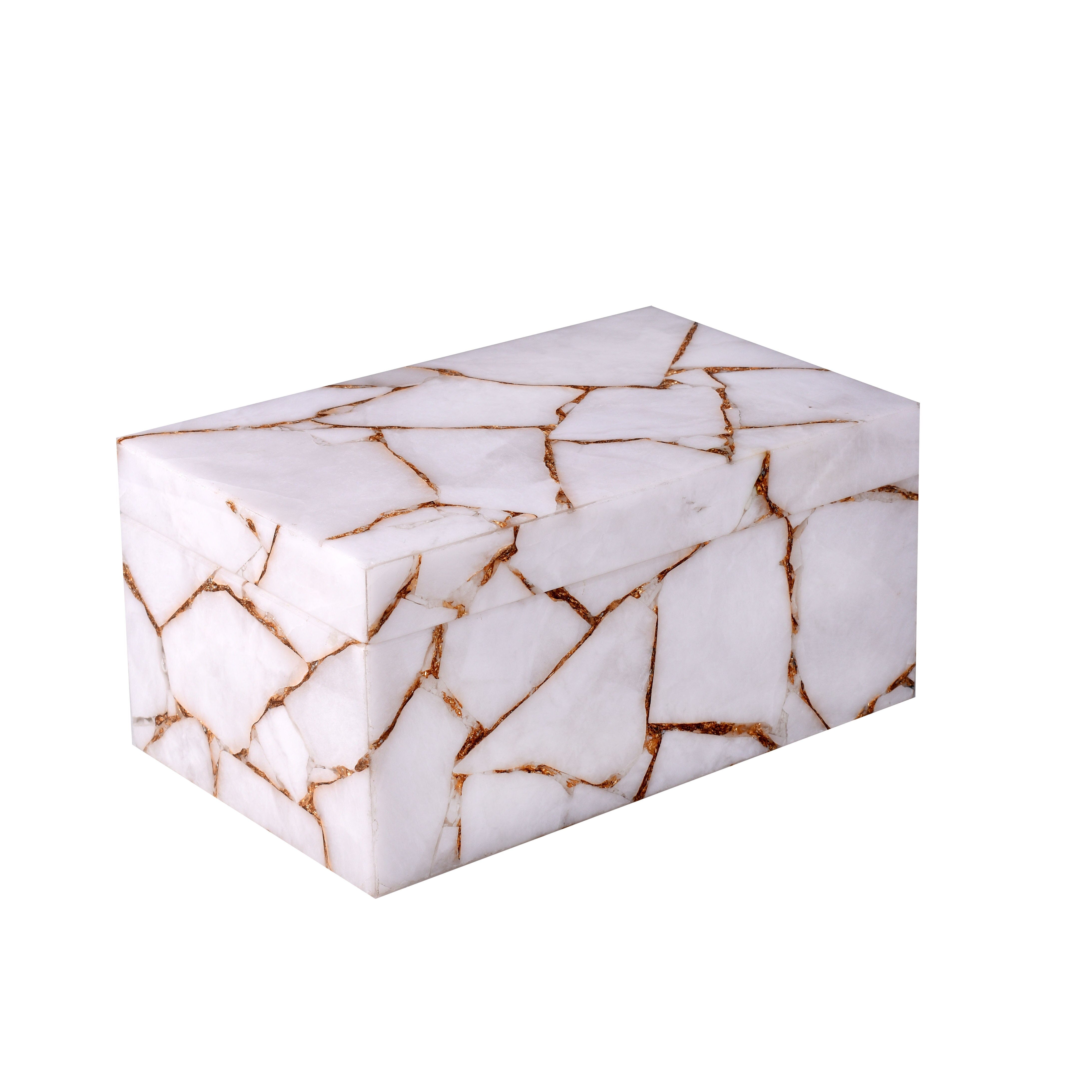 Milk White Quartz Accessory box with gold foil