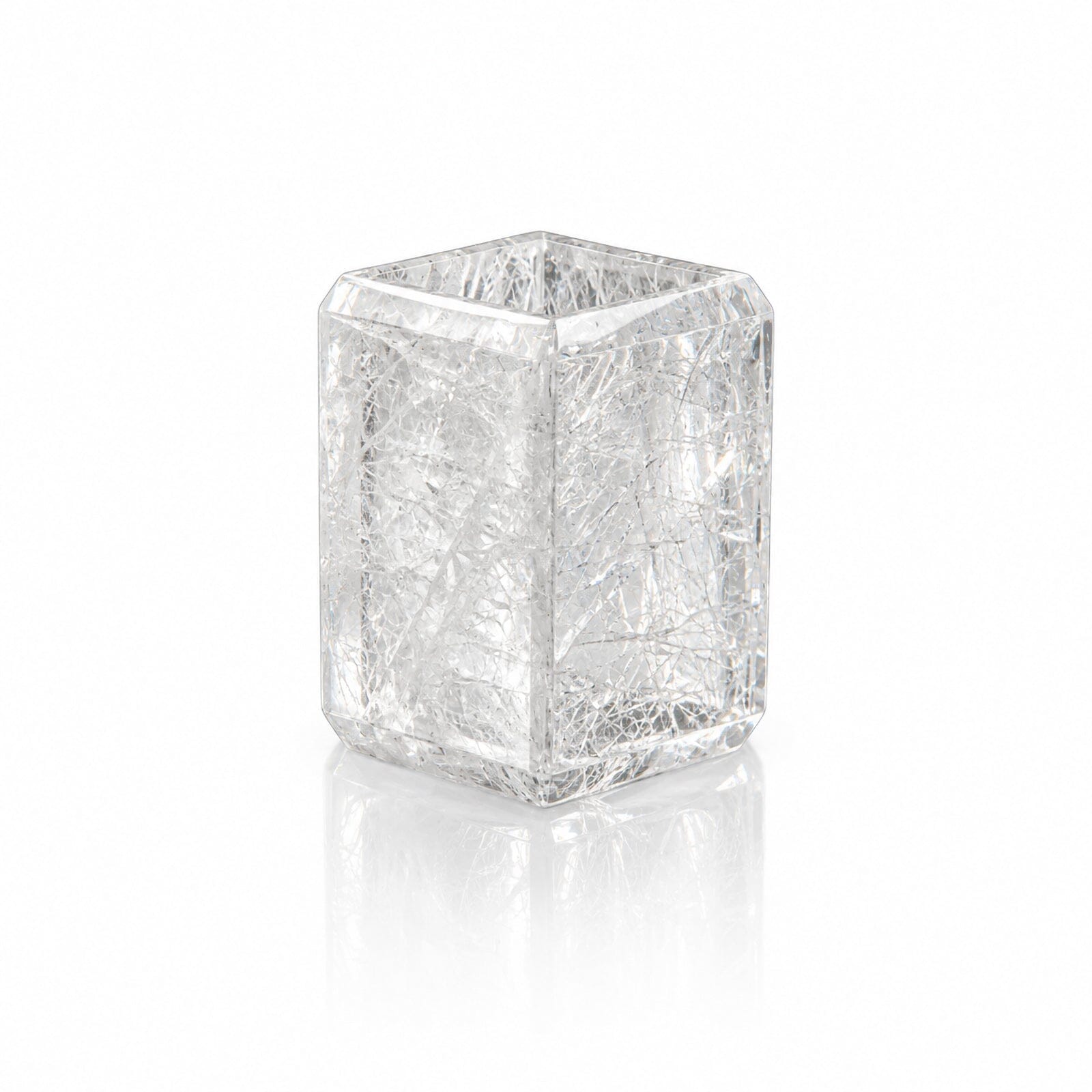 ROCK CRYSTAL BRUSH CUP WITH BEVEL EDGE.