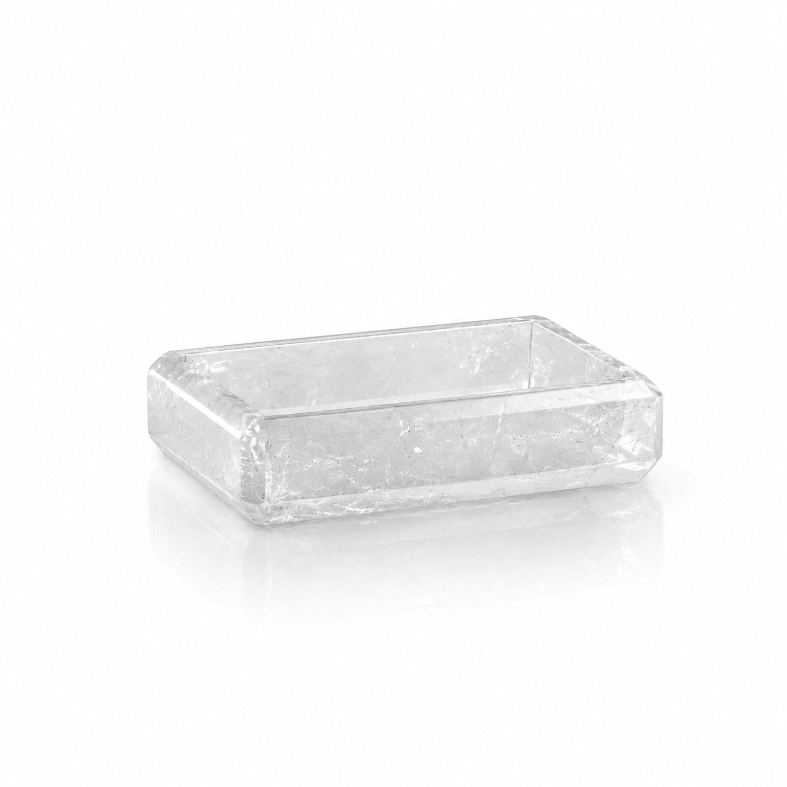 Rock crystal soap dish with bevel edges