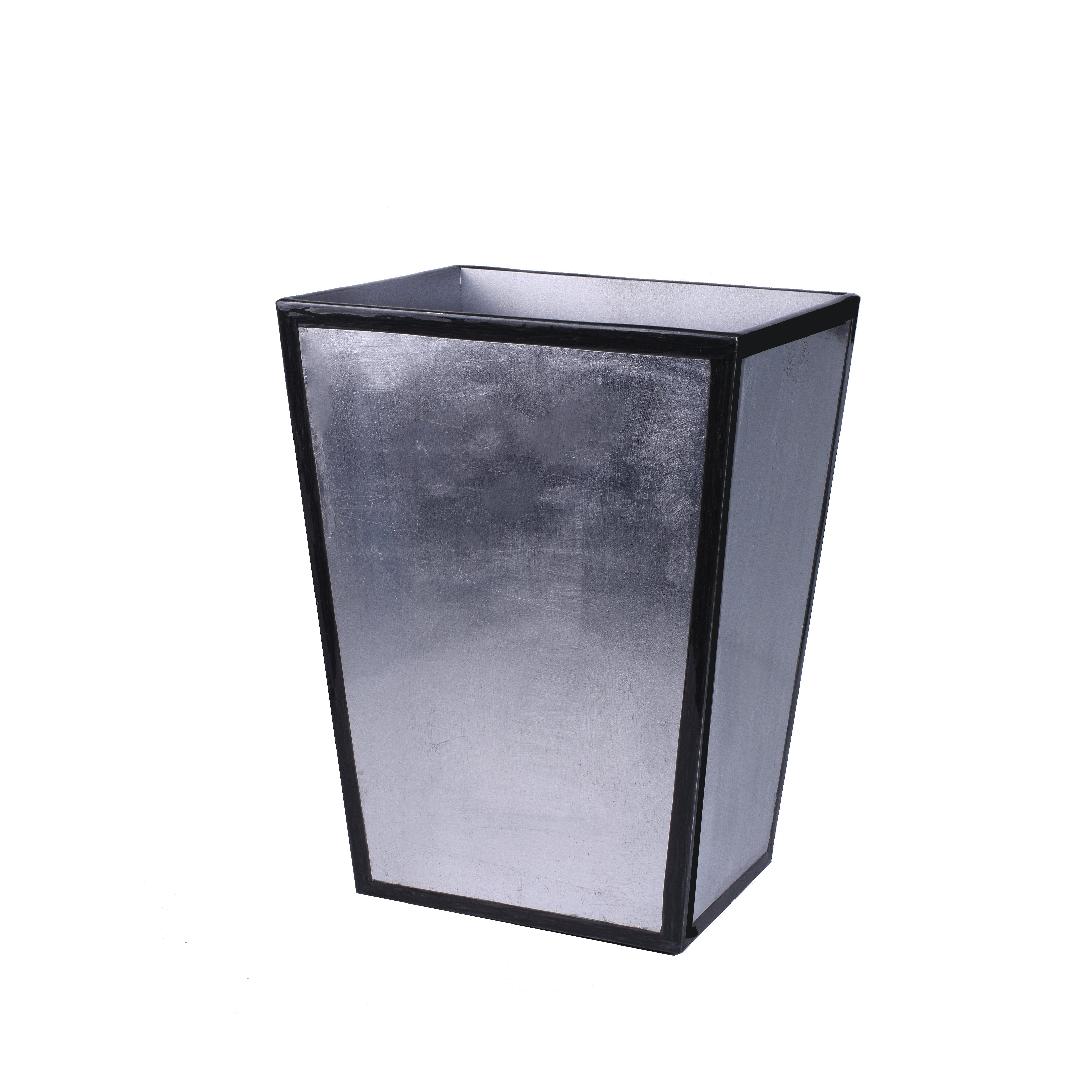 Luxury wastebasket with silver foil