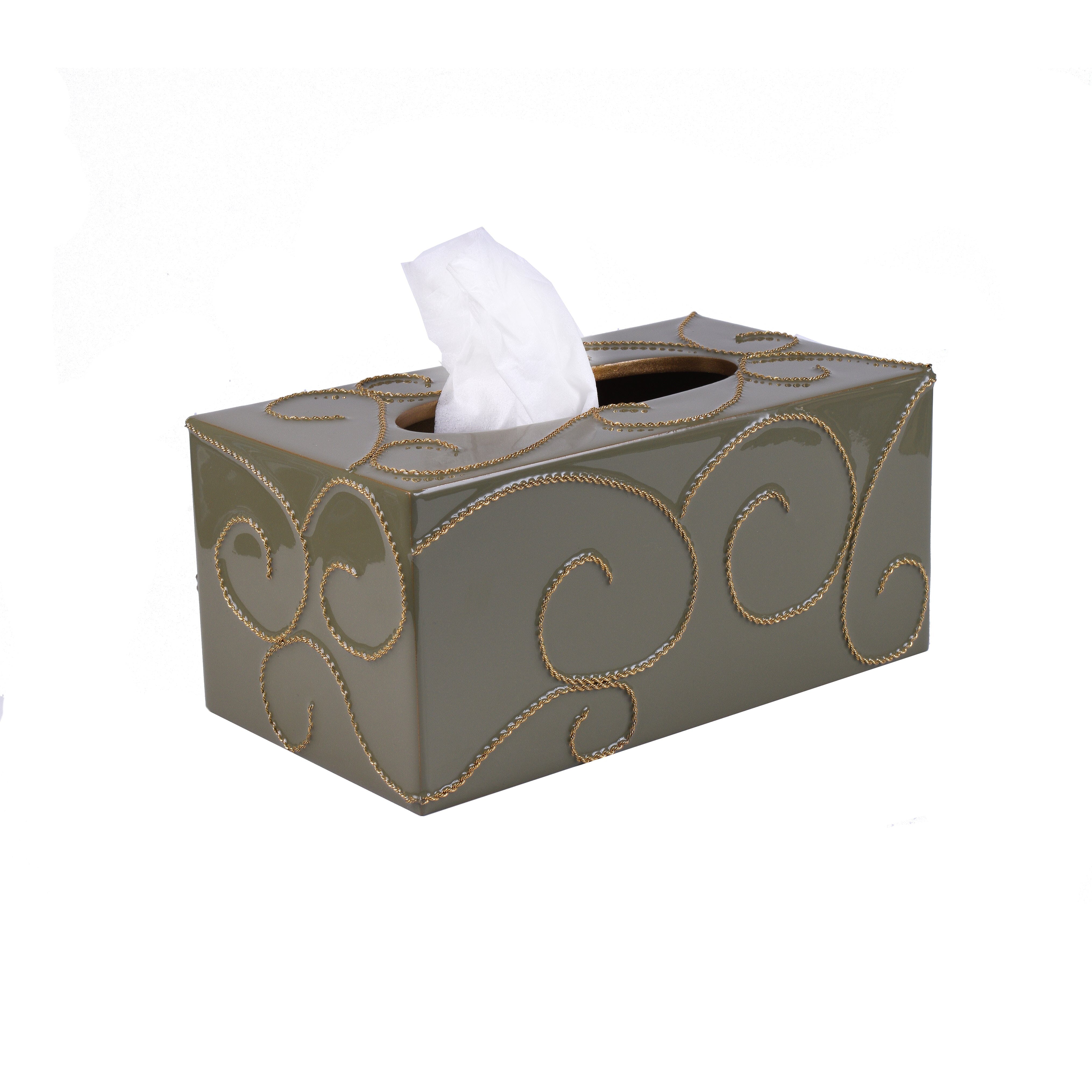 long tissue box with swirl pattern