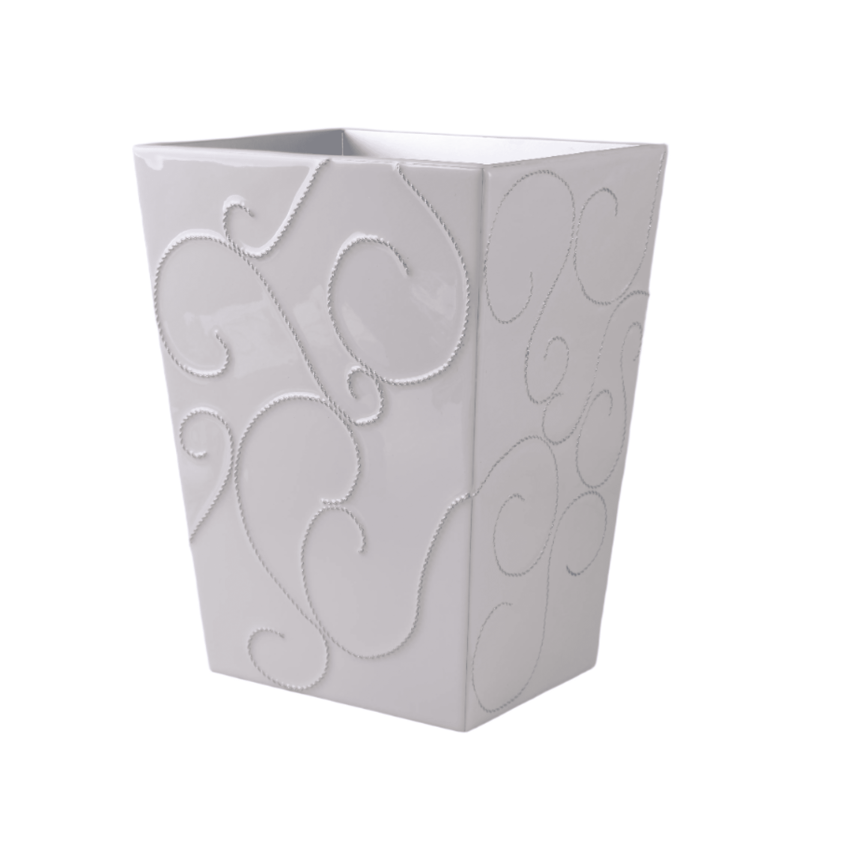 Mist wastebasket decorated with ball chain swirls