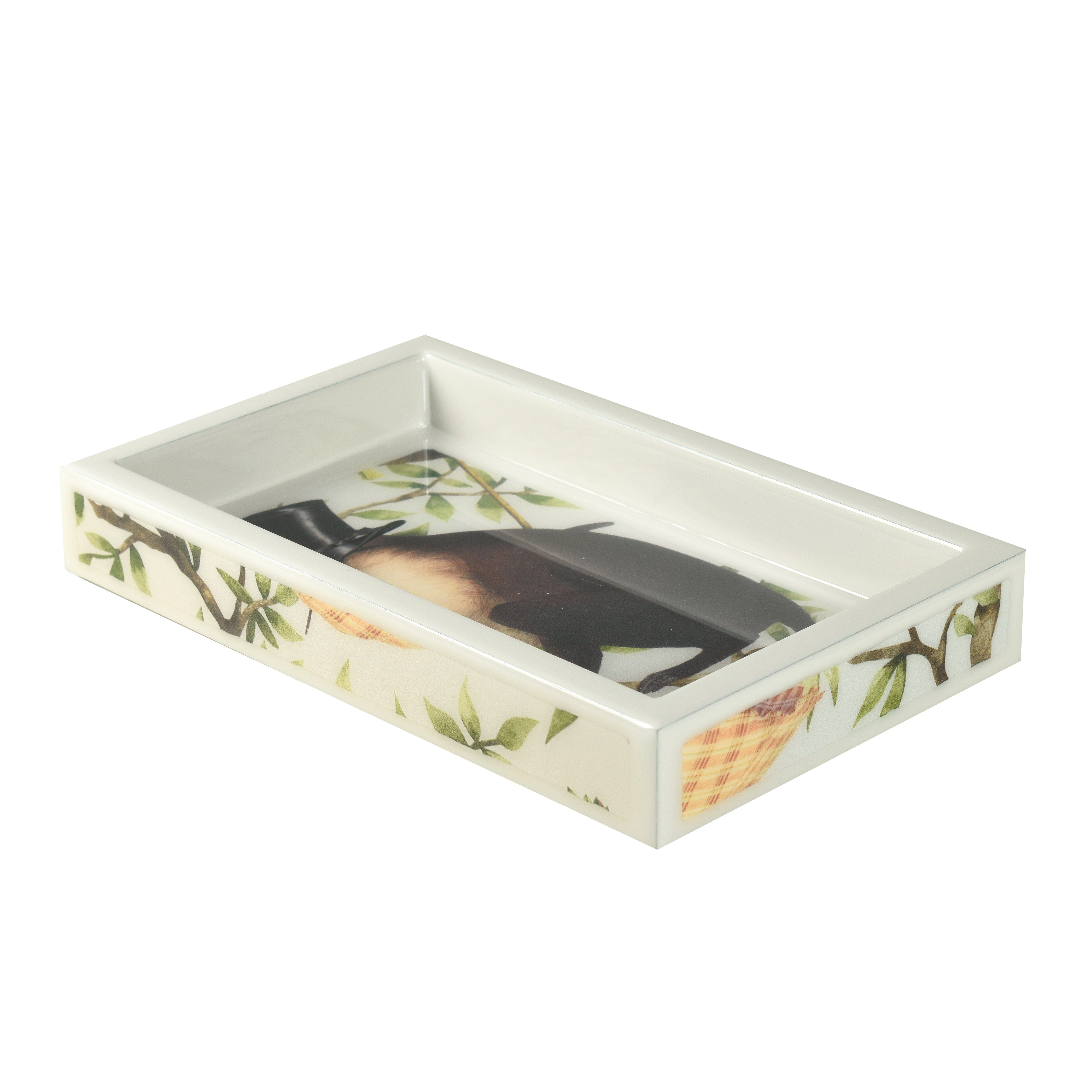 Small vanity tray with monkey print