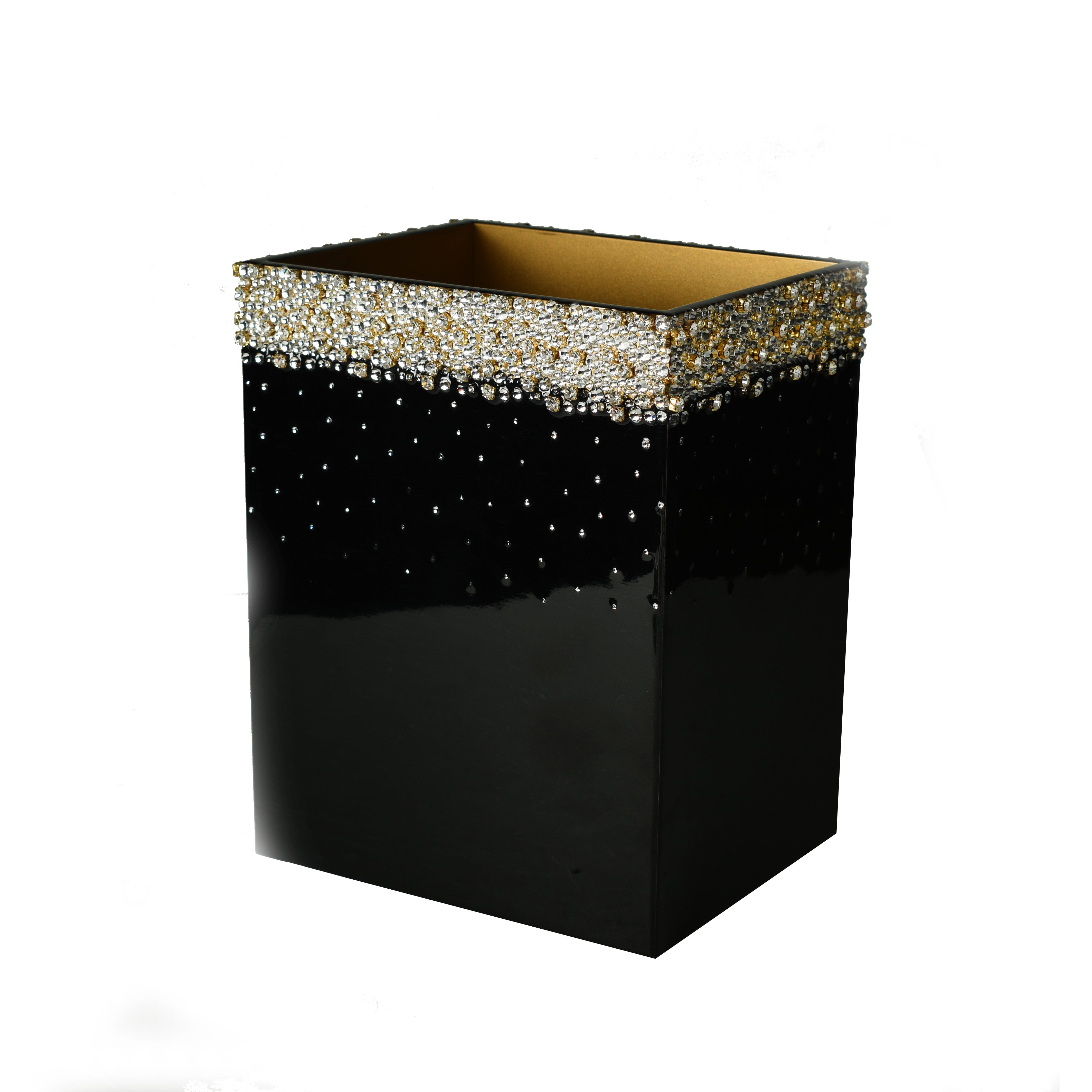 Rectangular Wastebasket adorned with cascading crystals
