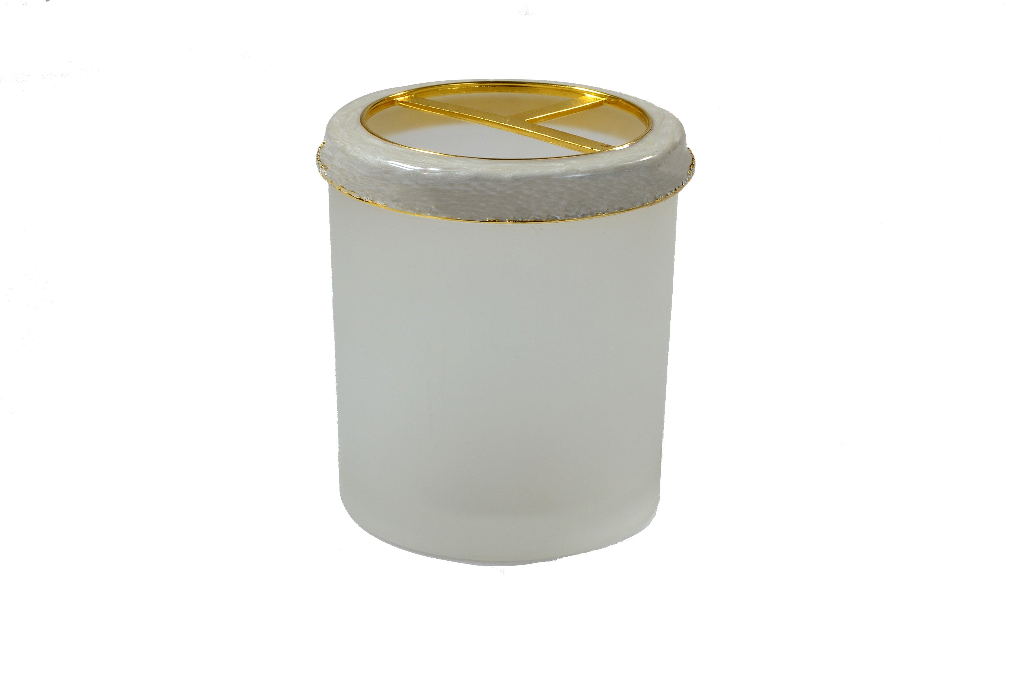 Round glass container for toothbrush