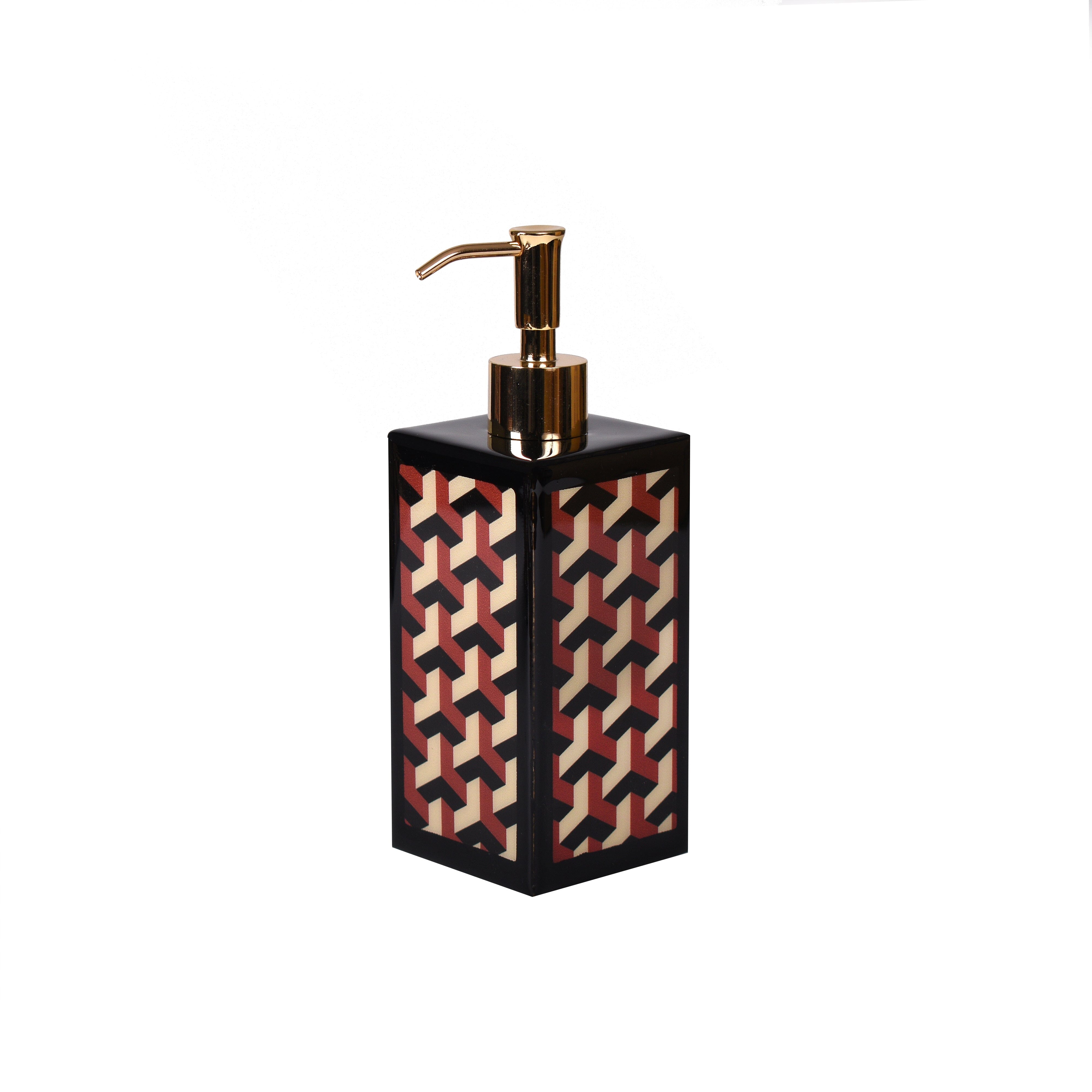 Lotion pump with chevron graphic pattern