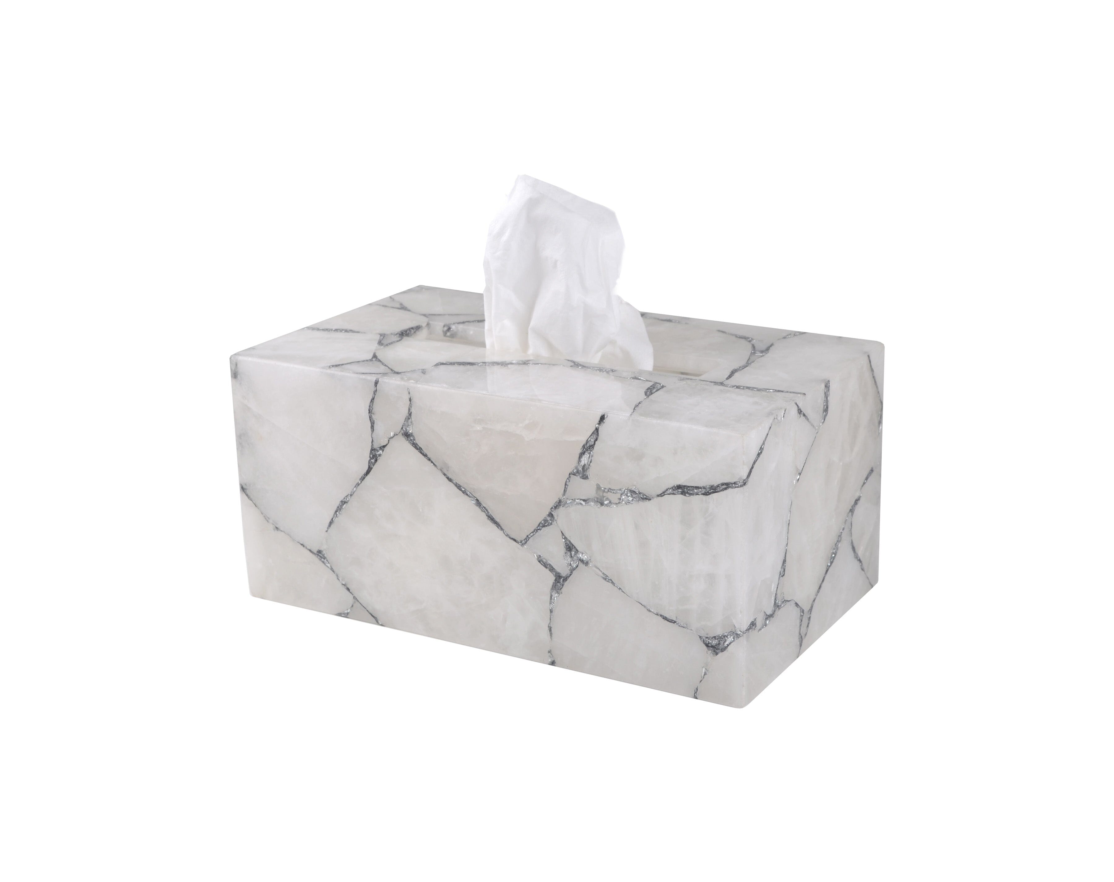 Rock Crystal with Silver foil Long Tissue box