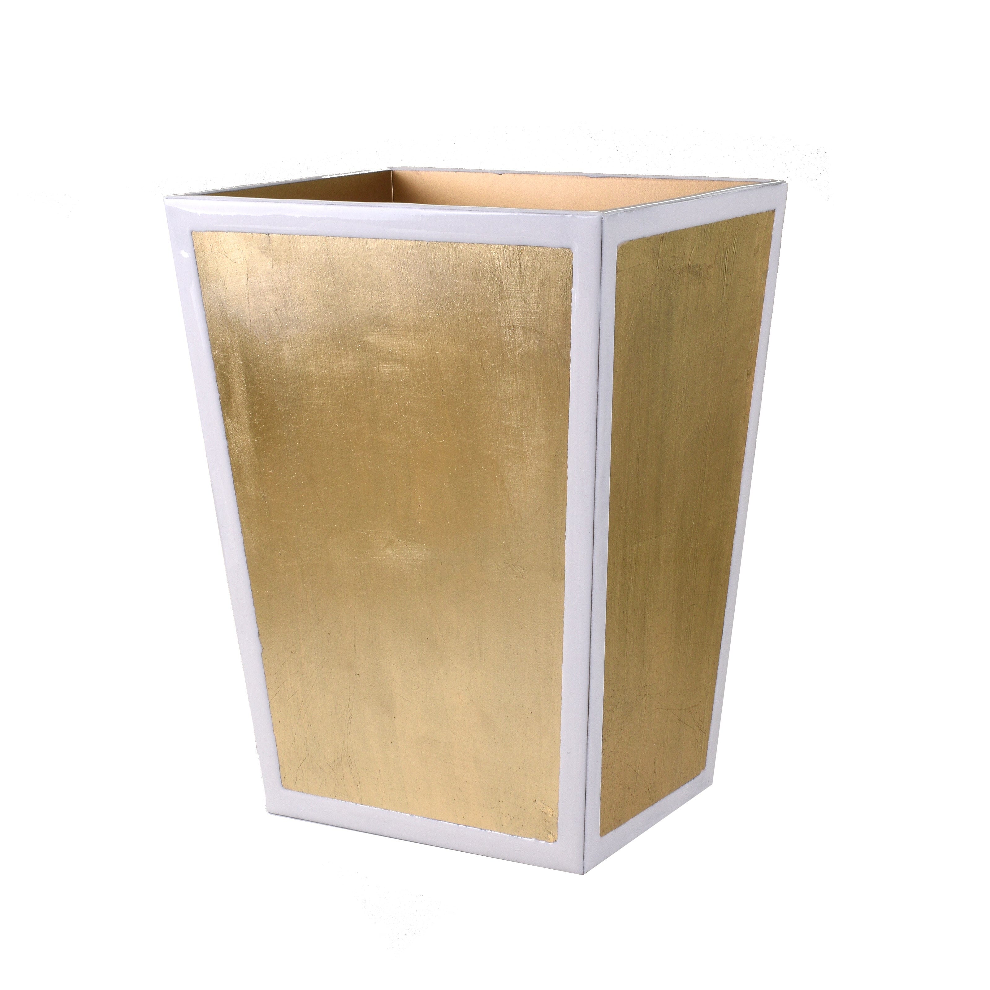 Luxury wastebasket with gold leaf