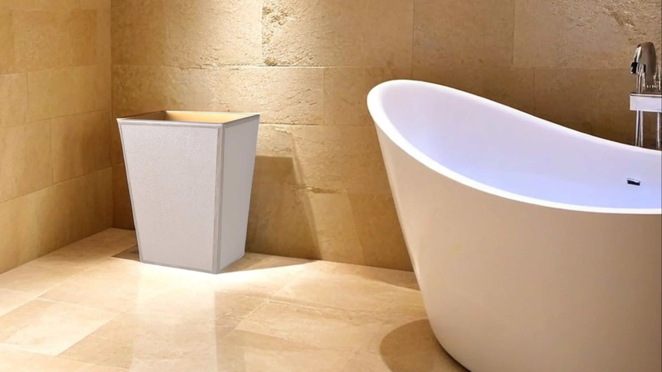 wastebasket in minimal bath settomg