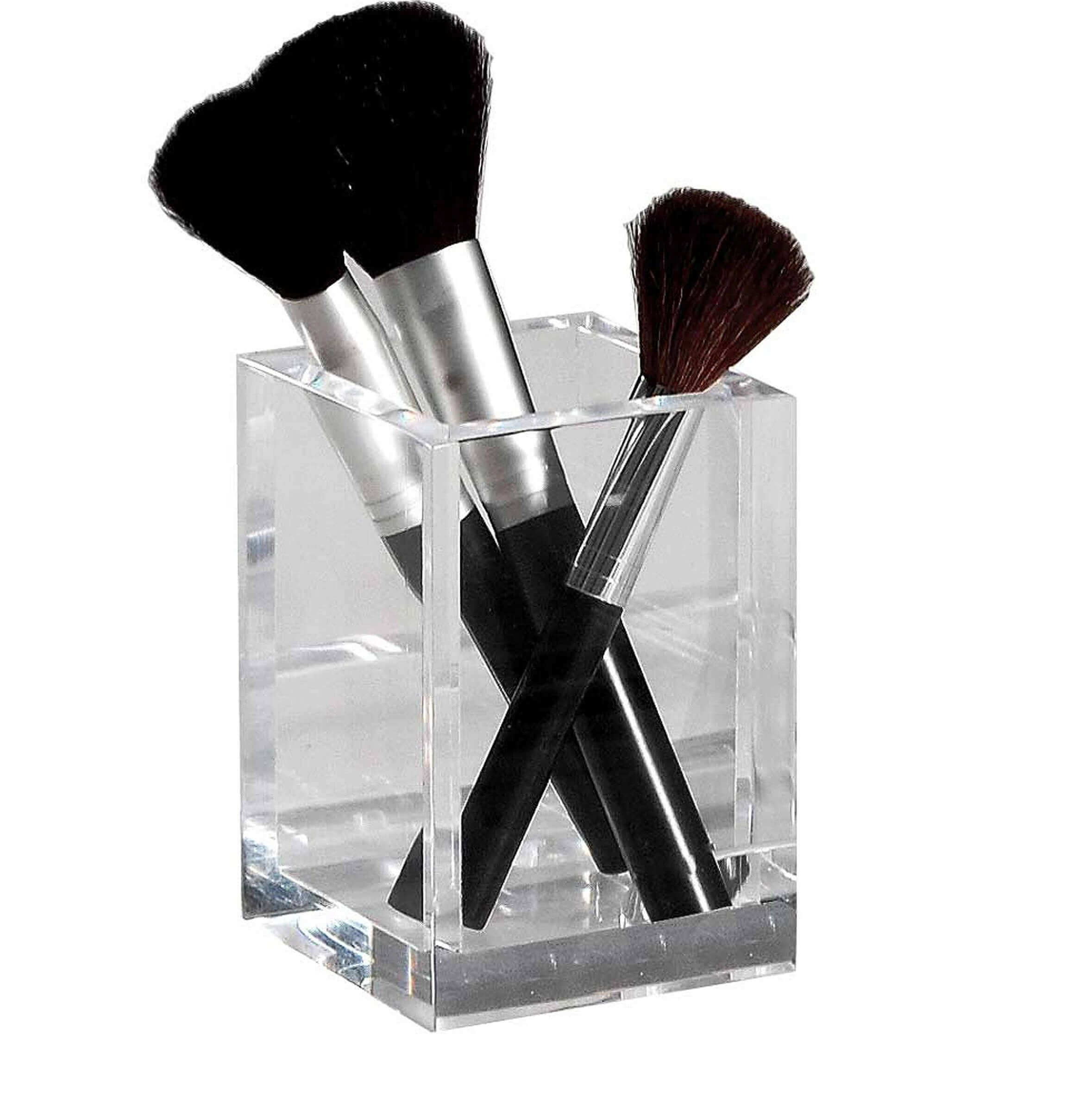 Mike + Ally Ice Clear Brush Holder - black bathroom accessories