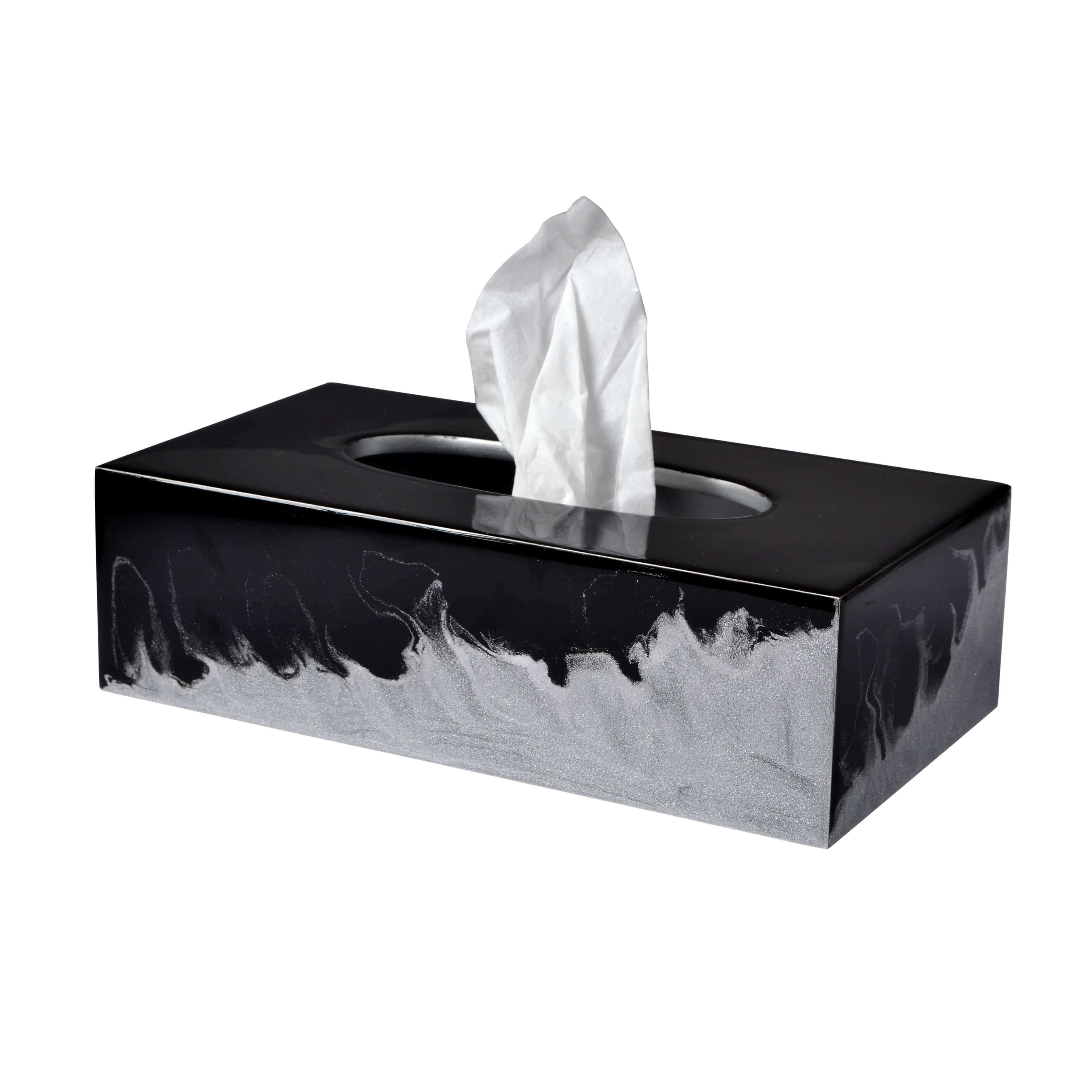 Mike + Ally LAVA Long Tissue Box - black bathroom accessories