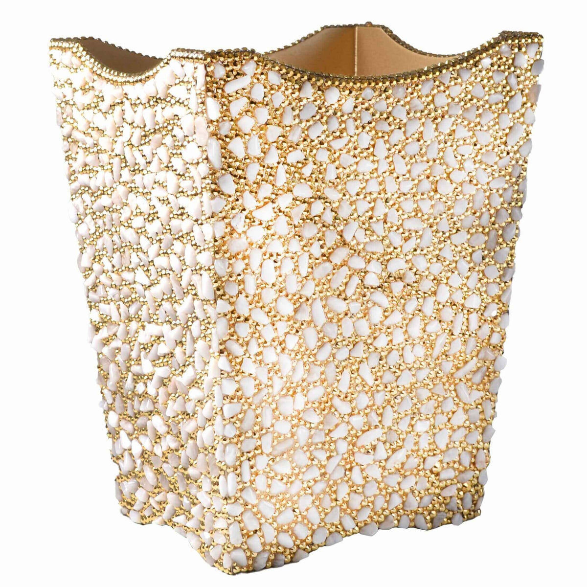 Ambrosia by Mike + Ally Scalloped Wastebasket & Liner 8.75x7x11.25 - agate/ Black Diamond