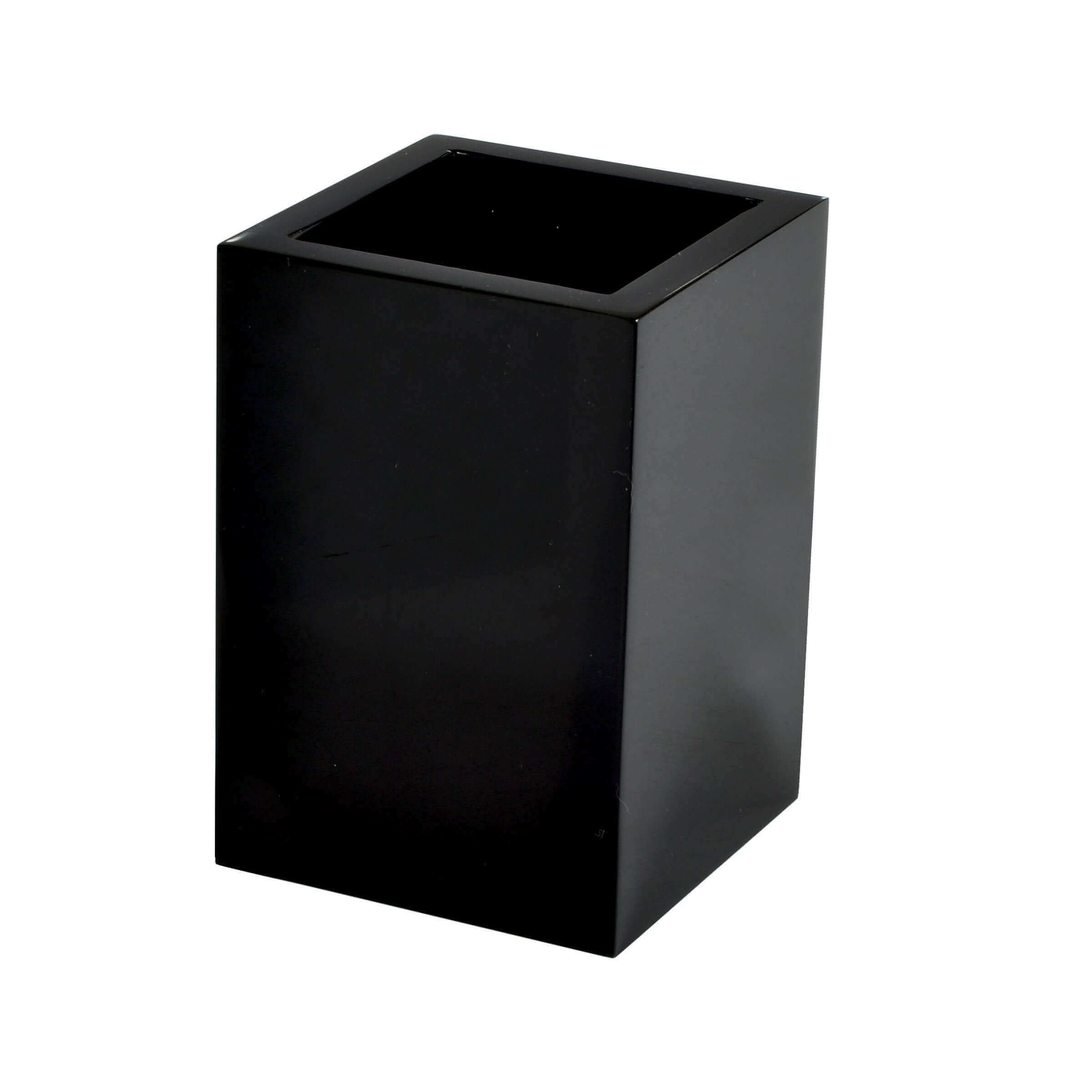 Modern Lucite Brush Holder - Black Ice