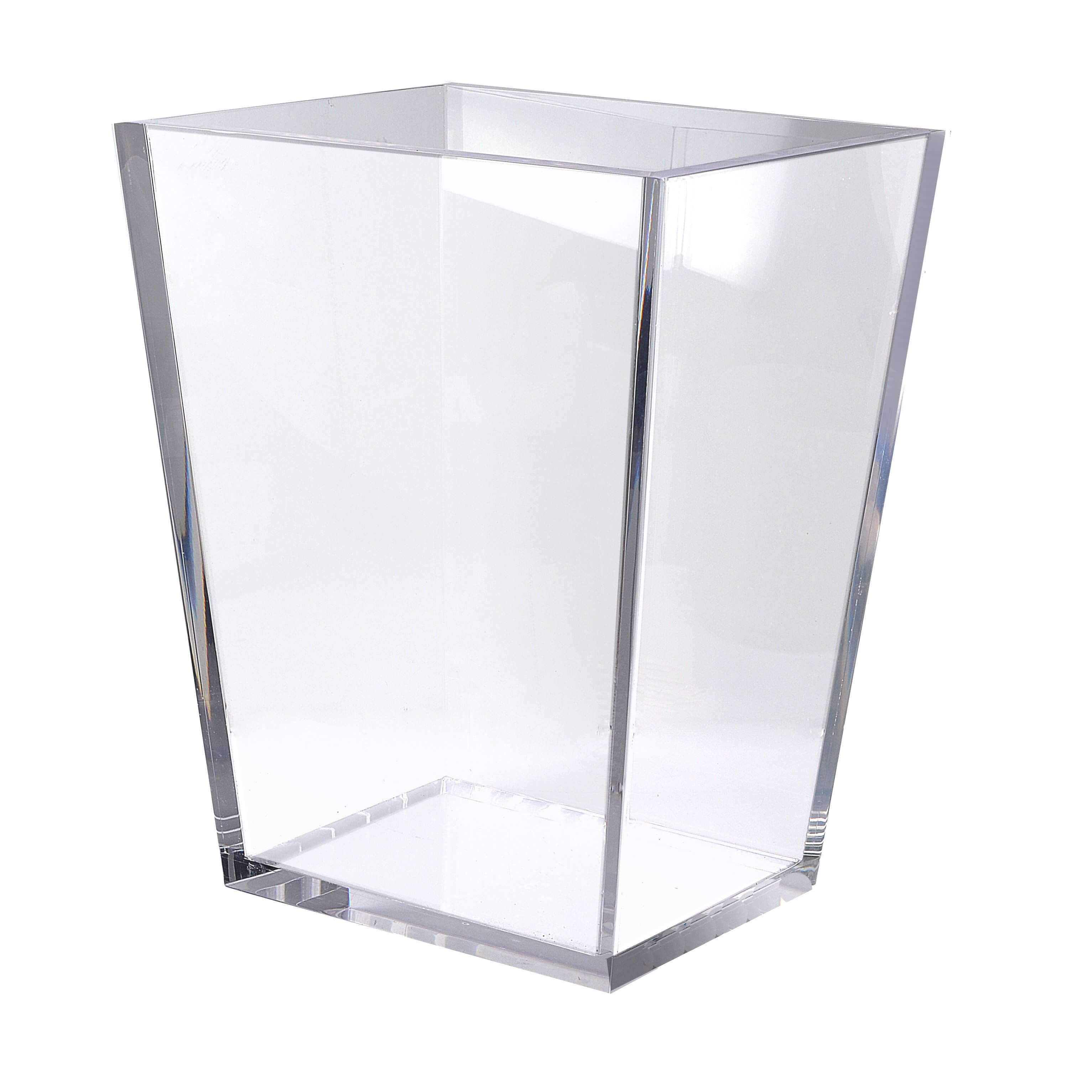 Mike + Ally Ice Clear Wastebasket - black bathroom accessories