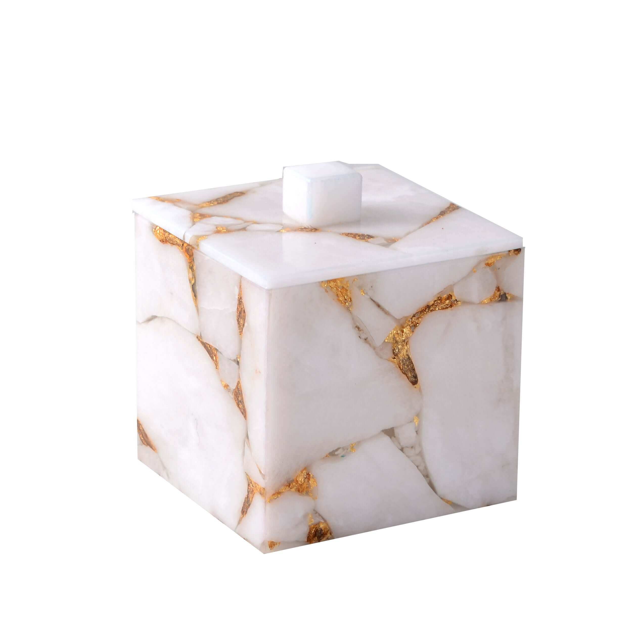 TAJ MILKY GOLD Square Container - Bathroom Decor