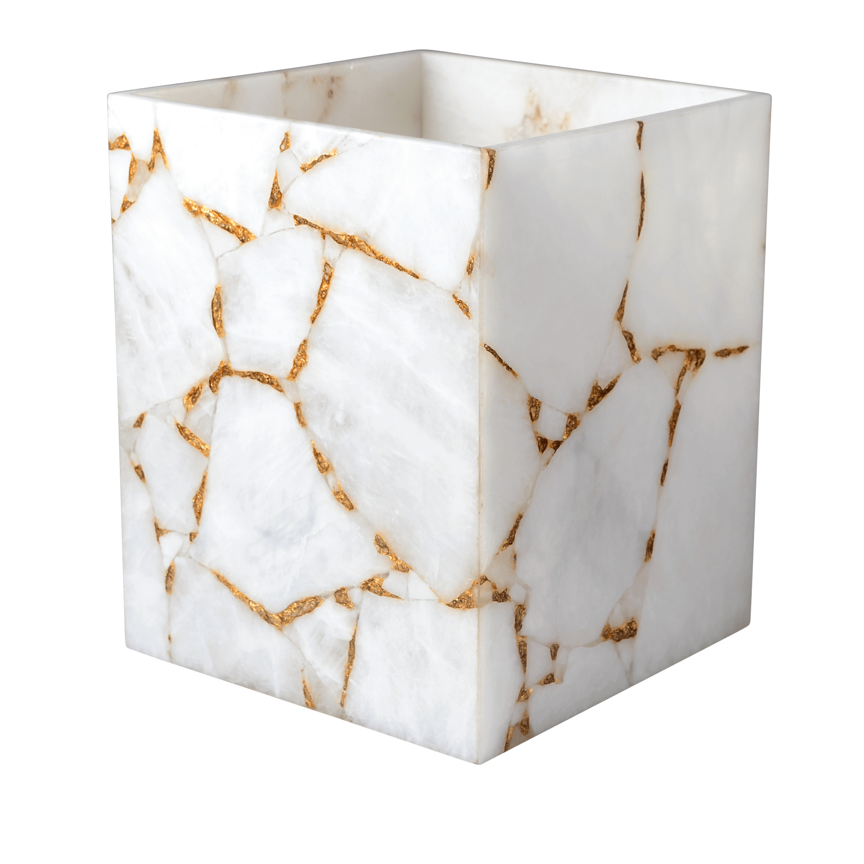 TAJ MILKY GOLD WASTEBASKET - Bathroom Decor