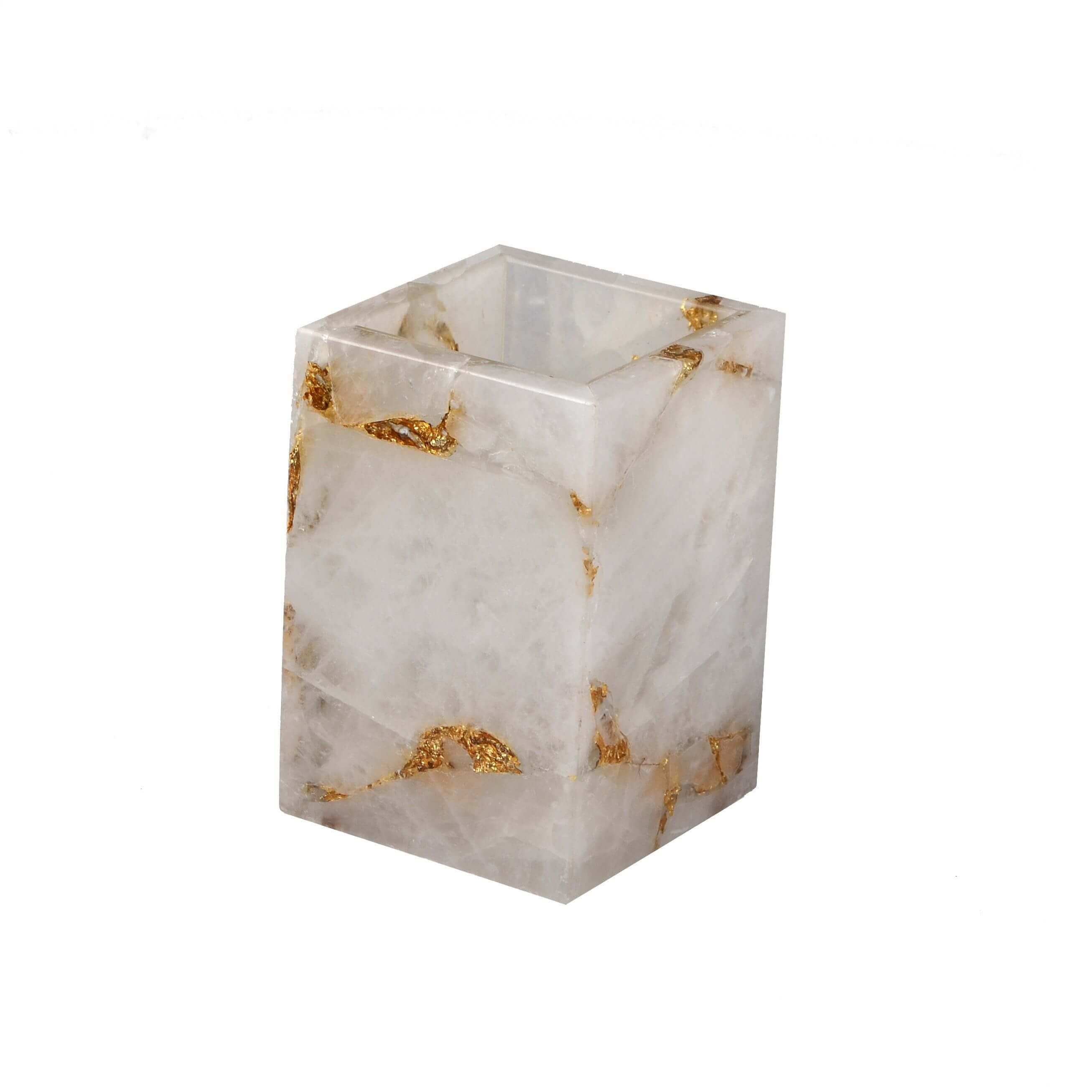 Taj Rock Crystal w/gold Brush Holder