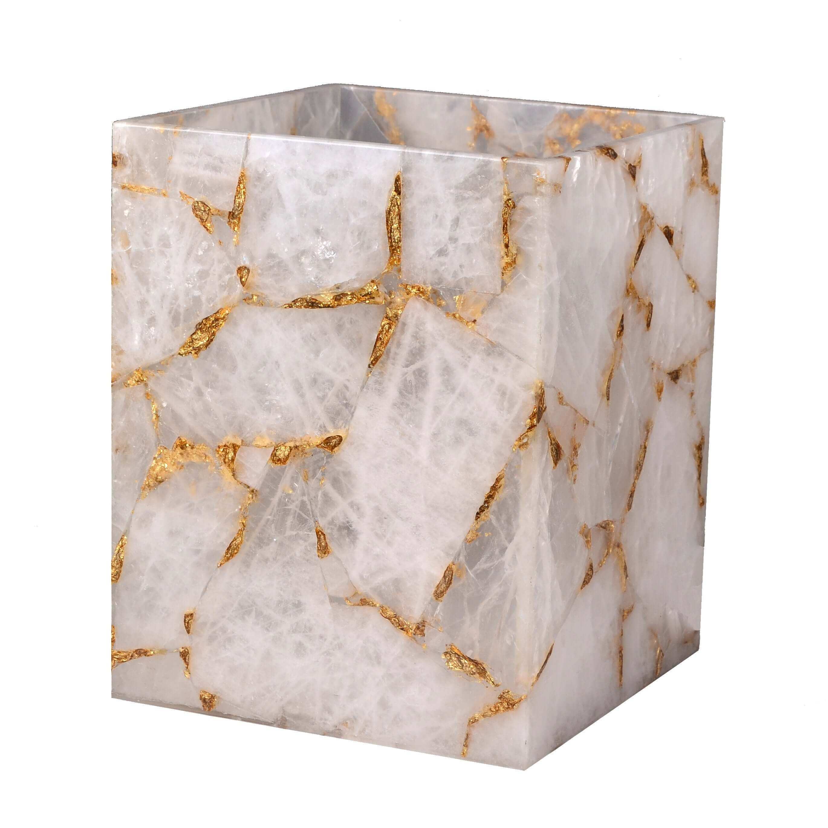 Taj Rock Crystal w/Gold Wastebasket