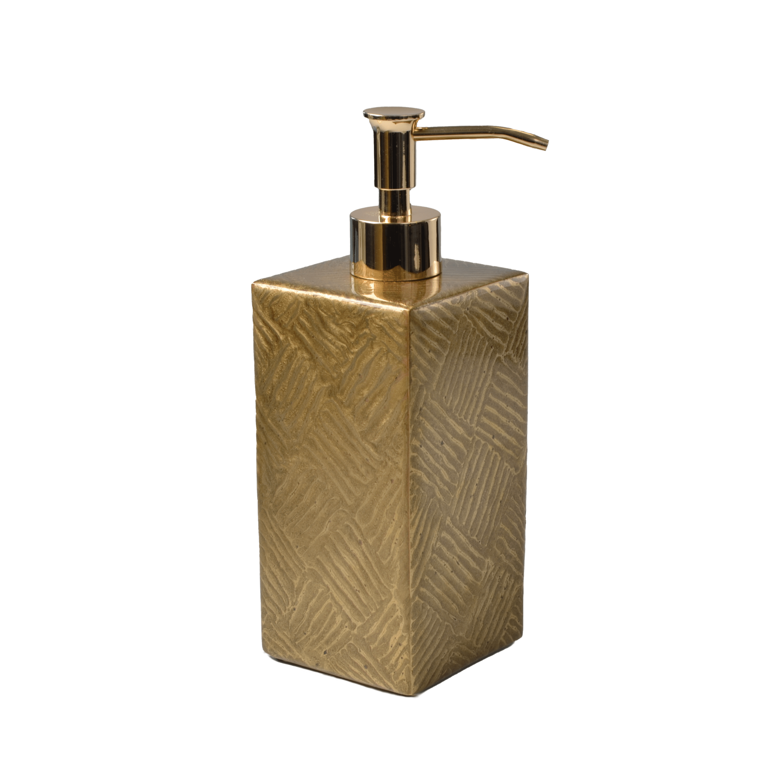 Tilly box pump hand enameled in gold metallic basketweave pattern