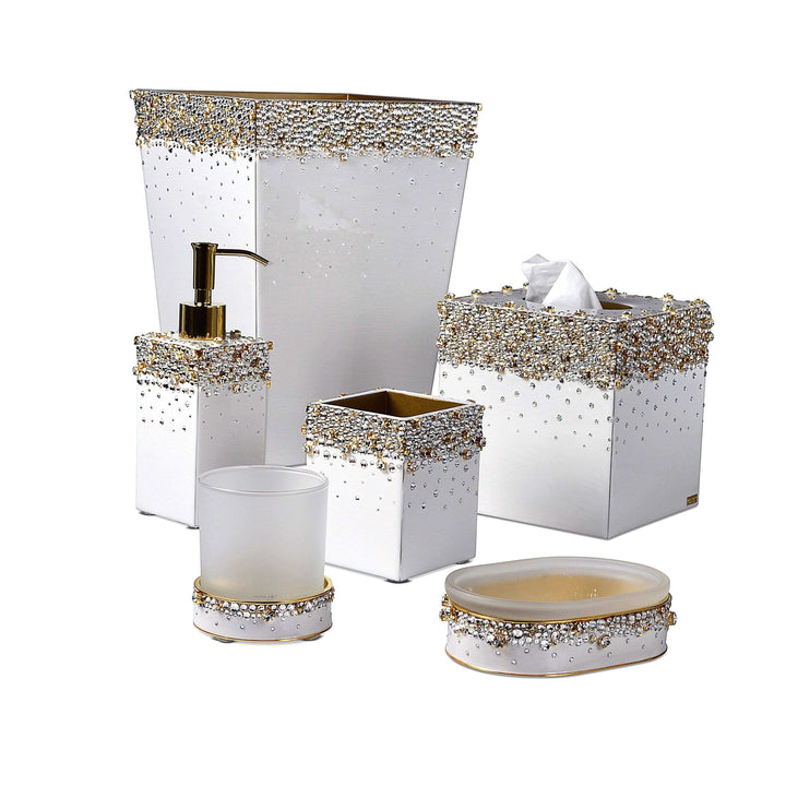 Elegant bath accessories with pave Swarovski crystal trims