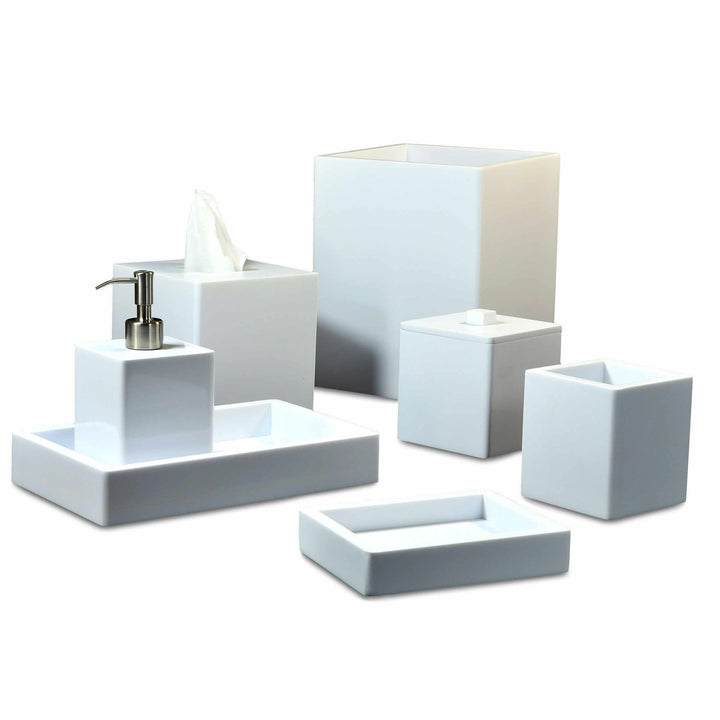 The Contours collection is hand built using Corian with soft edges in brilliant white.