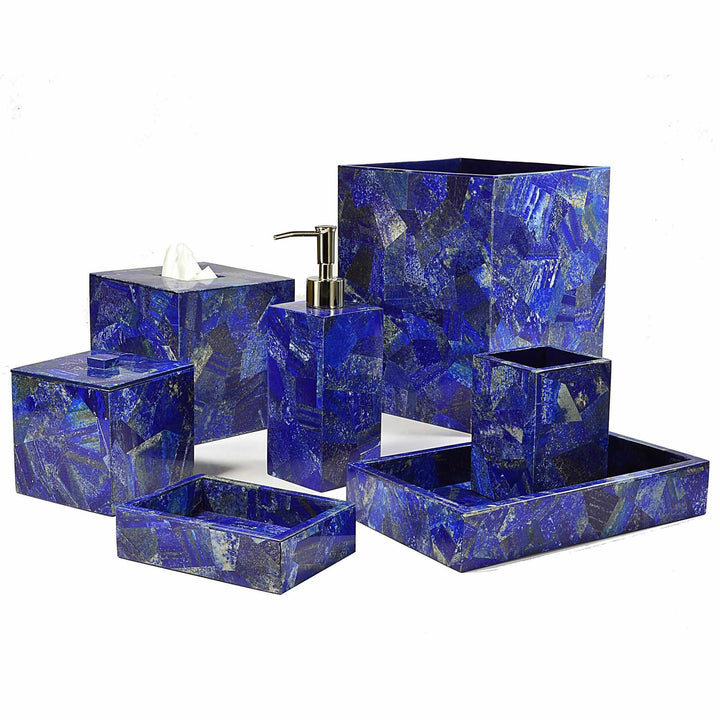 Striking blue lapis lazuli gemstone bath set.