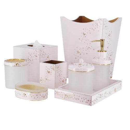 Light pink bath set decorated with Swarovski butterly crystals