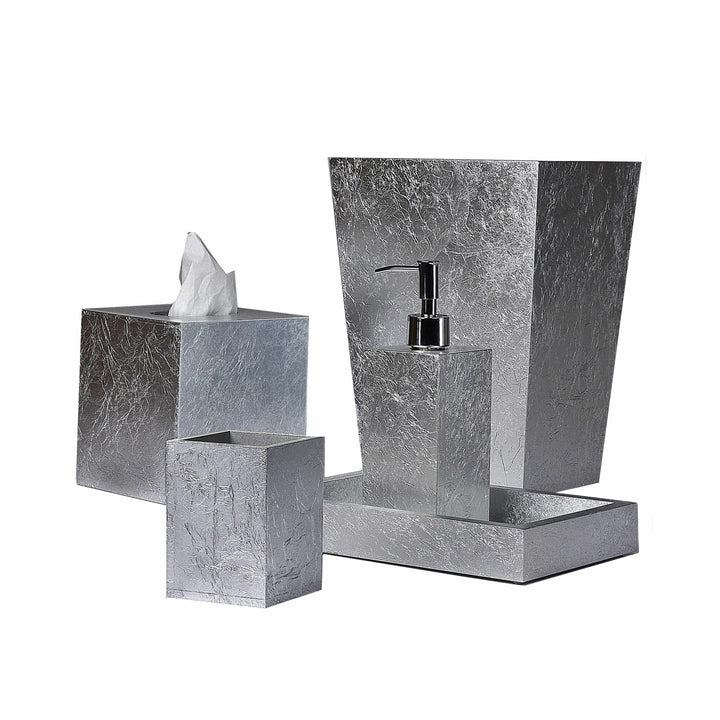 Luxury bath accessories hand built with silver leaf