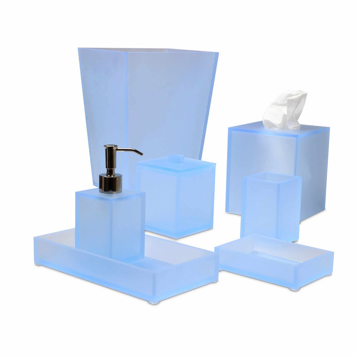 Soothing blue, translucnet lucite bath accessories