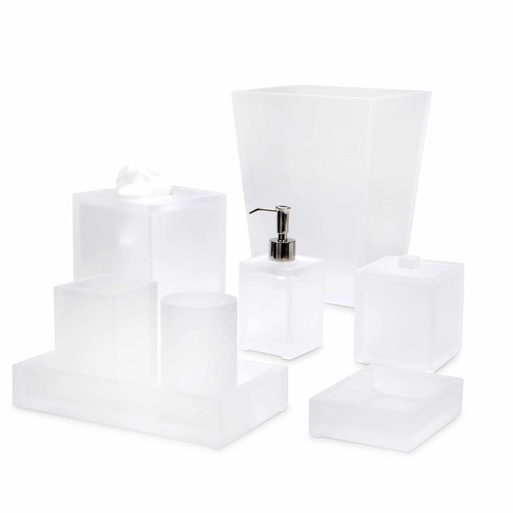 Lucite  bath accessories with a modern frosted finish