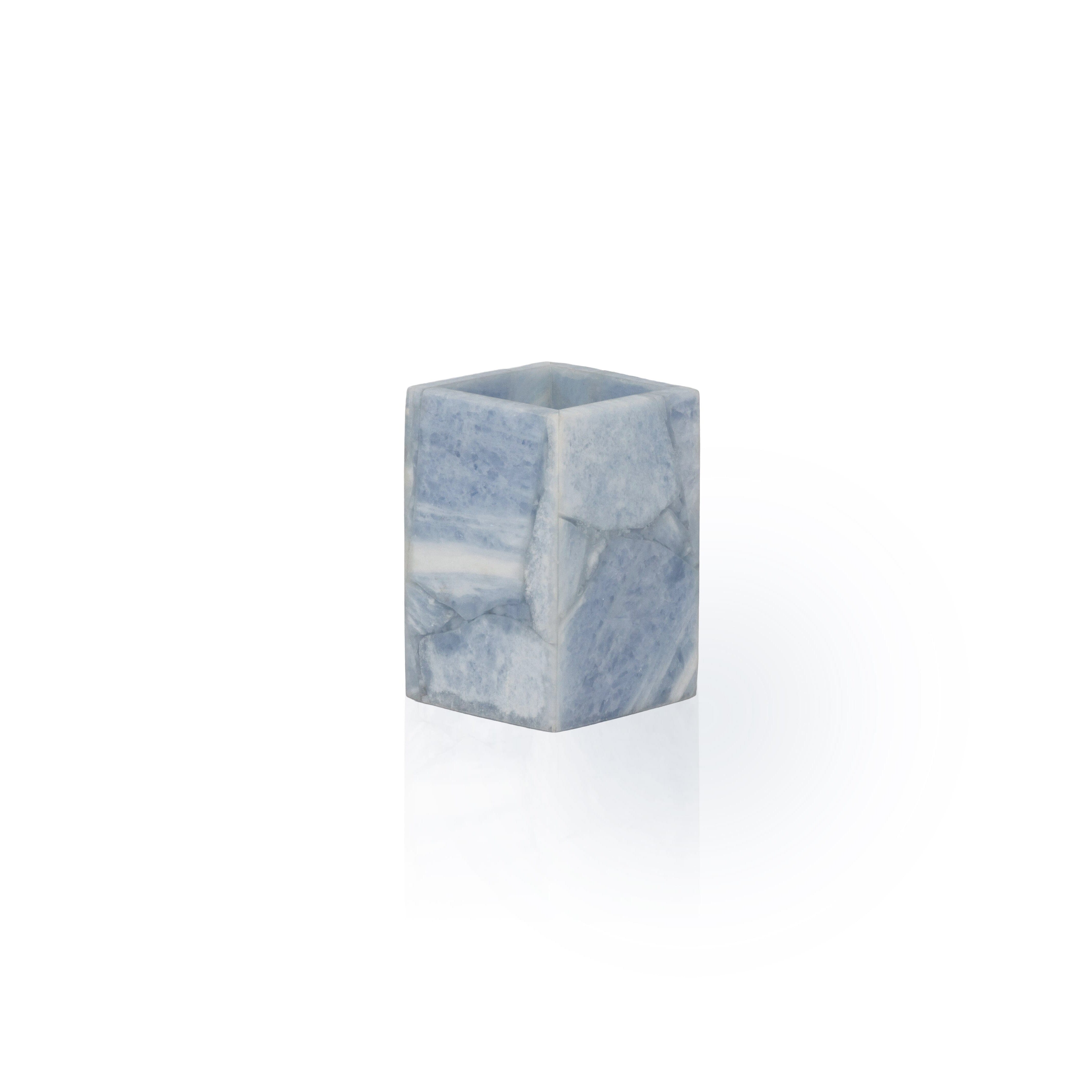 Blue Calcite Gemstone Brush Holder