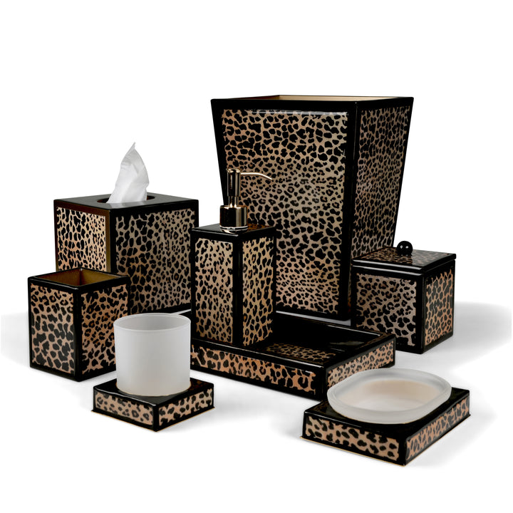 Leopard print with black trim bath set