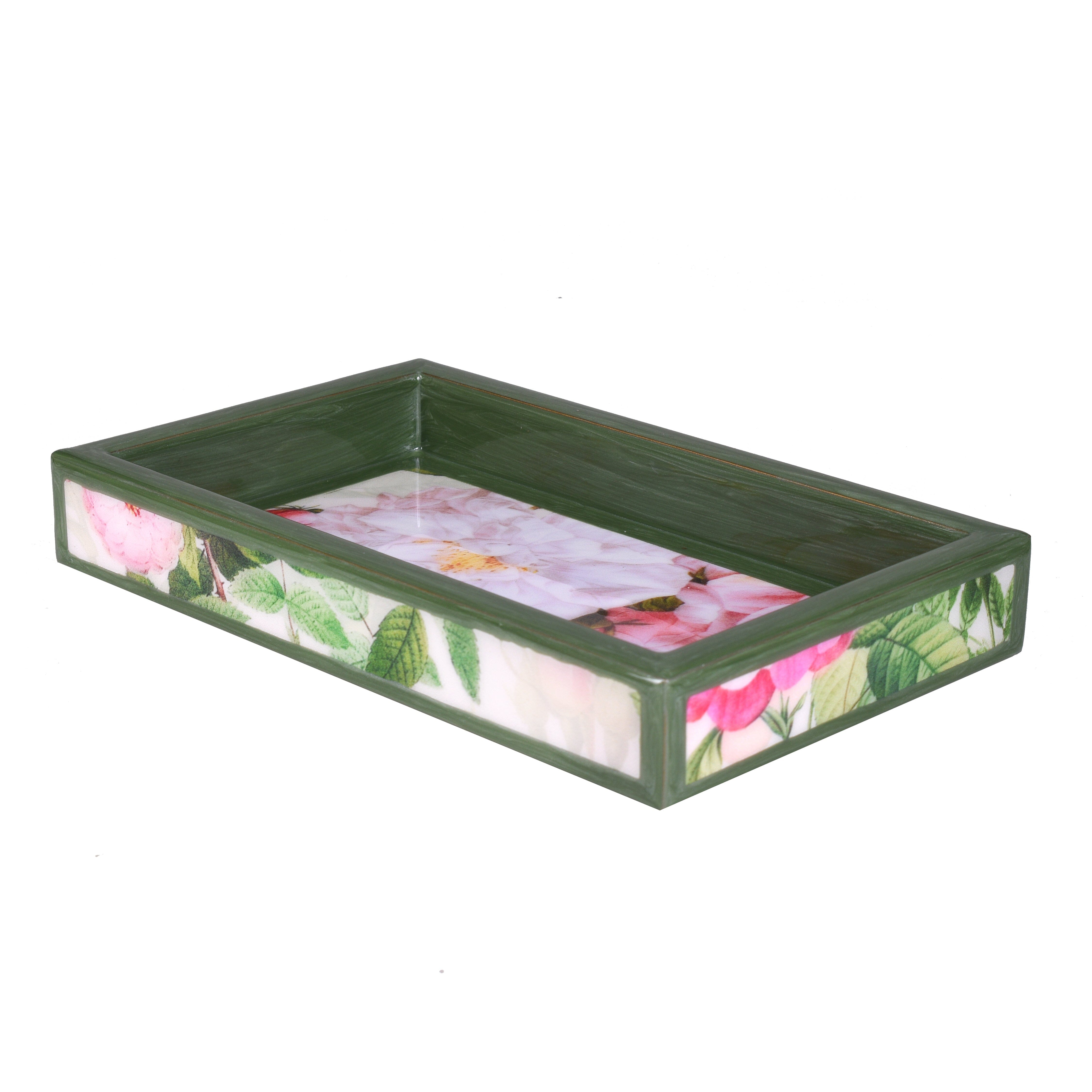 6" x 10" vanity tray with floral design
