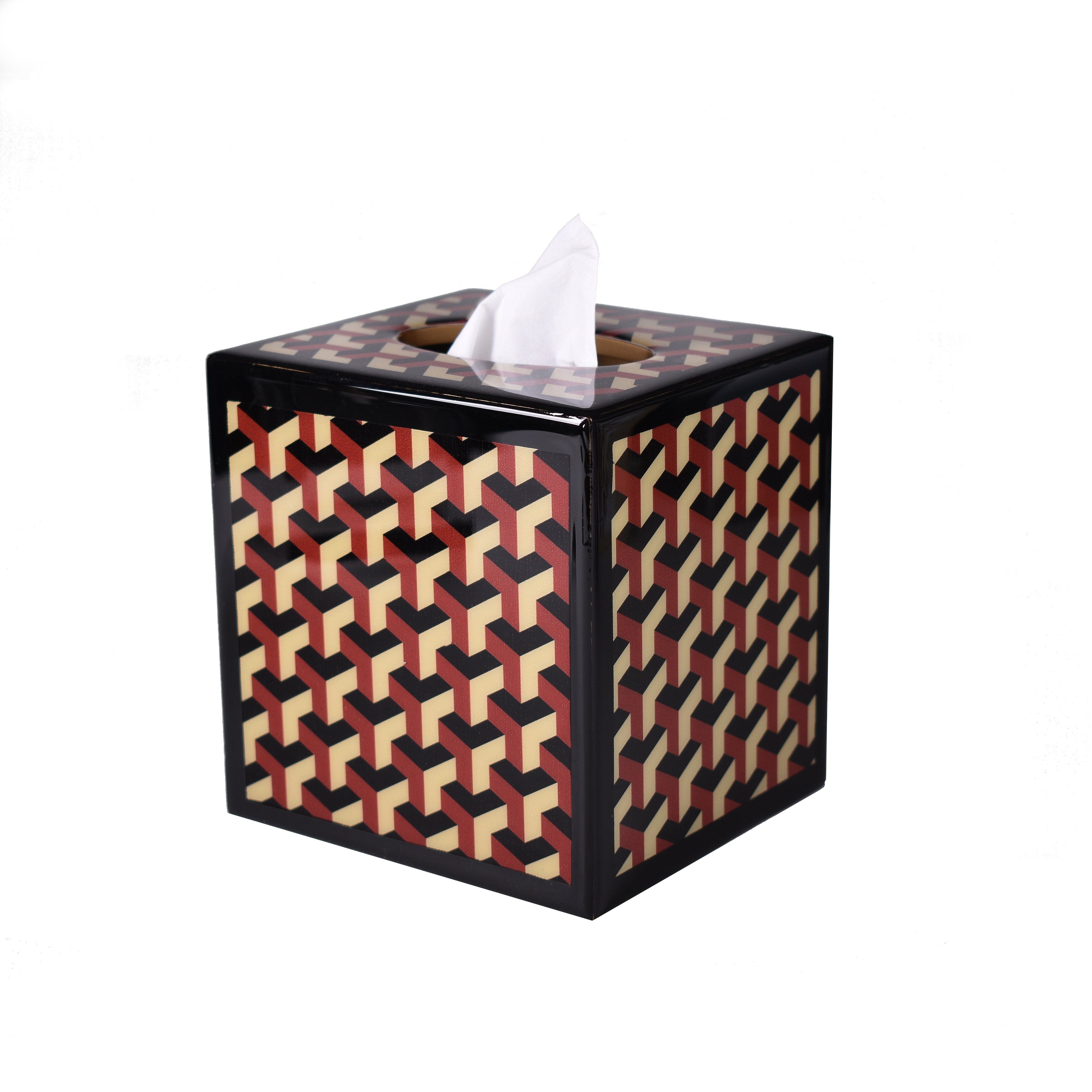 Tissue box cover with geometric pattern 