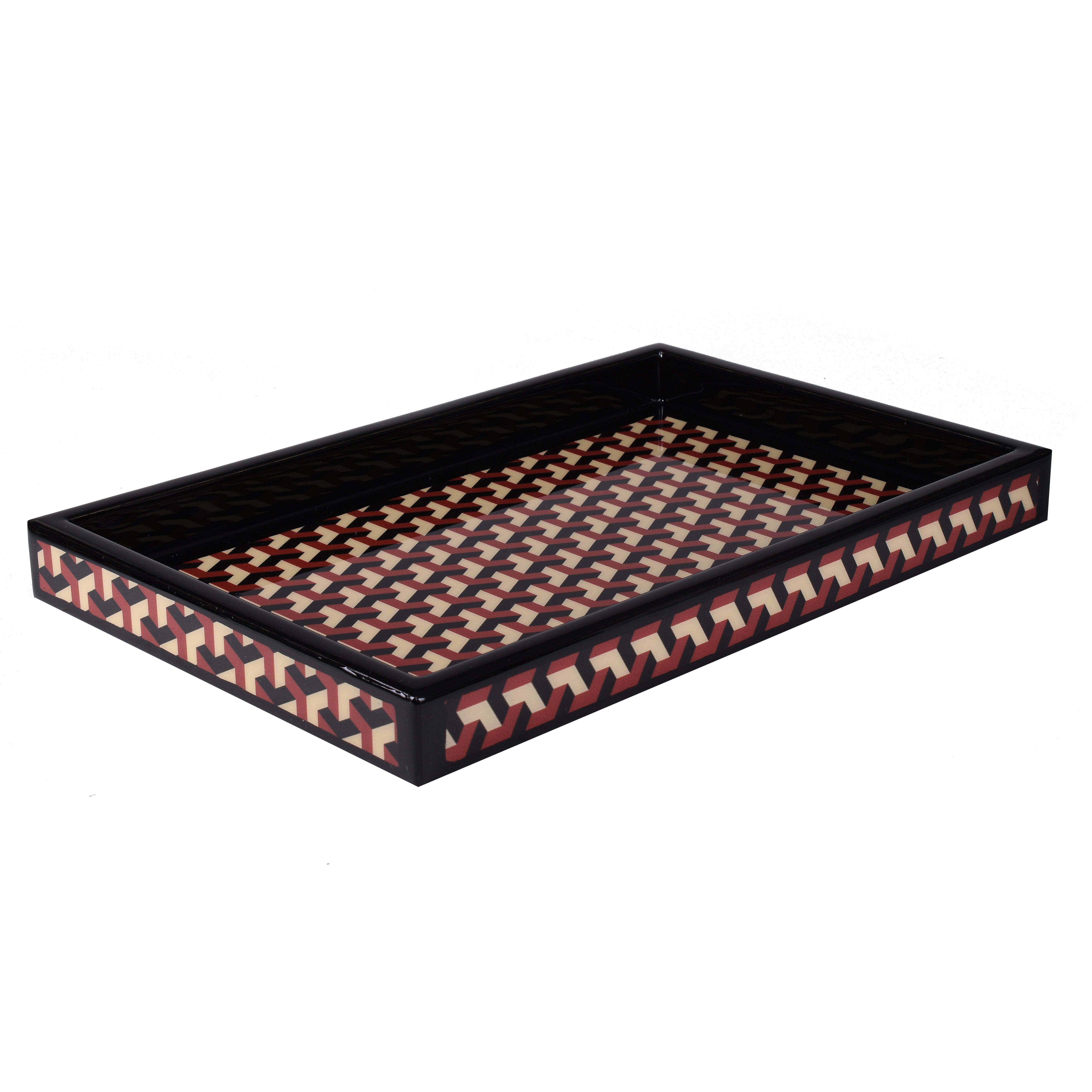 Large tray with geometric pattern