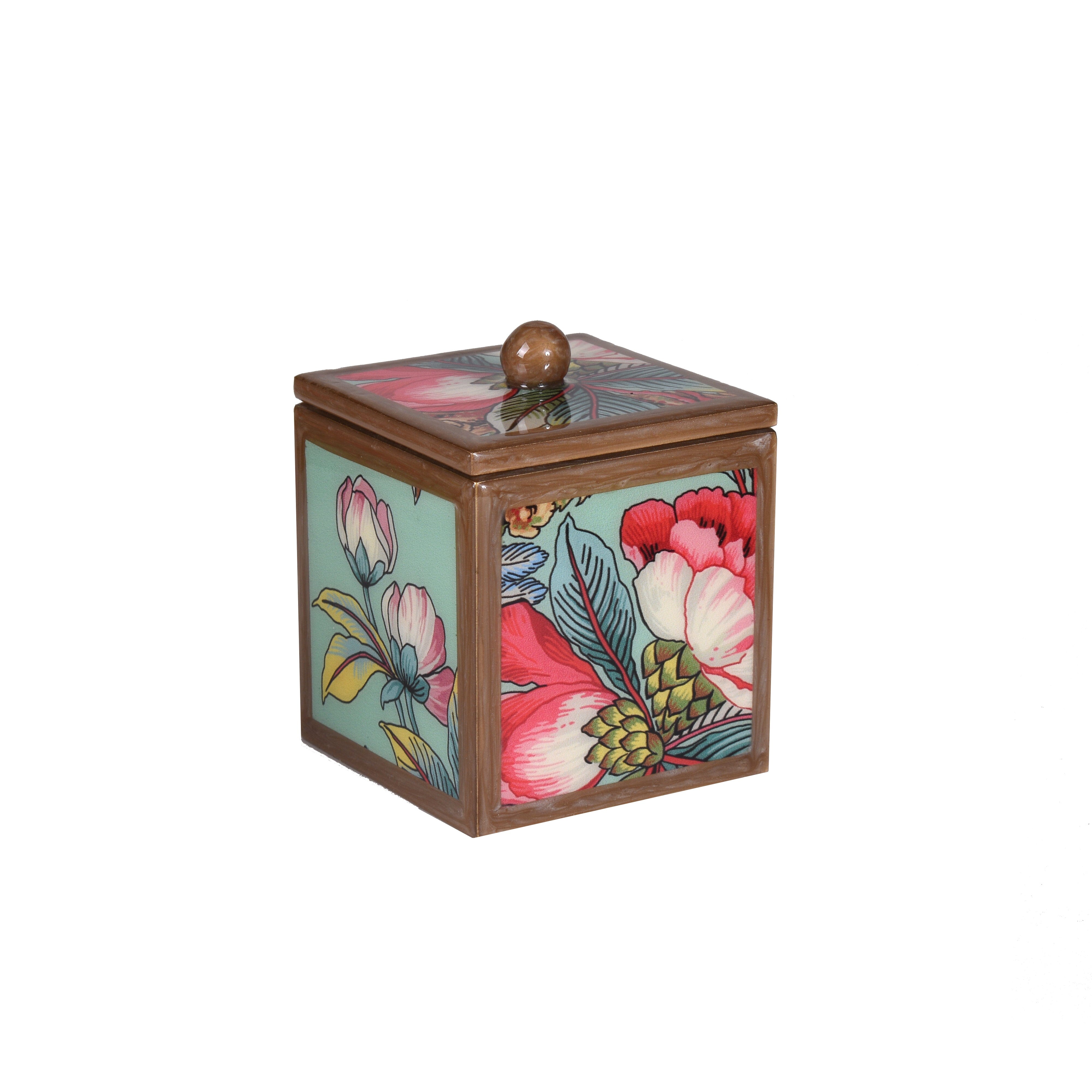 container with lid in jungle pattern