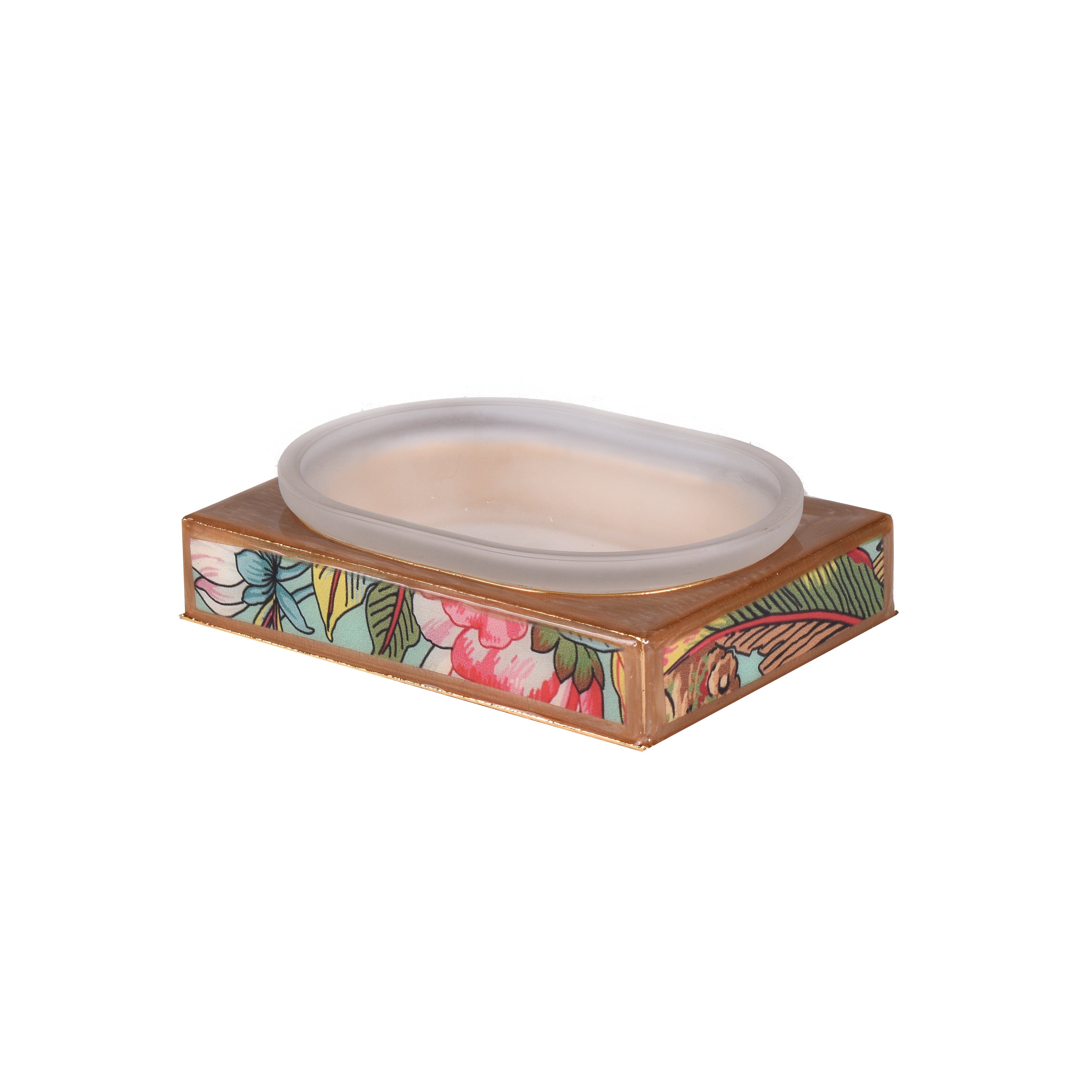 Soap dish with lush jungle pattern