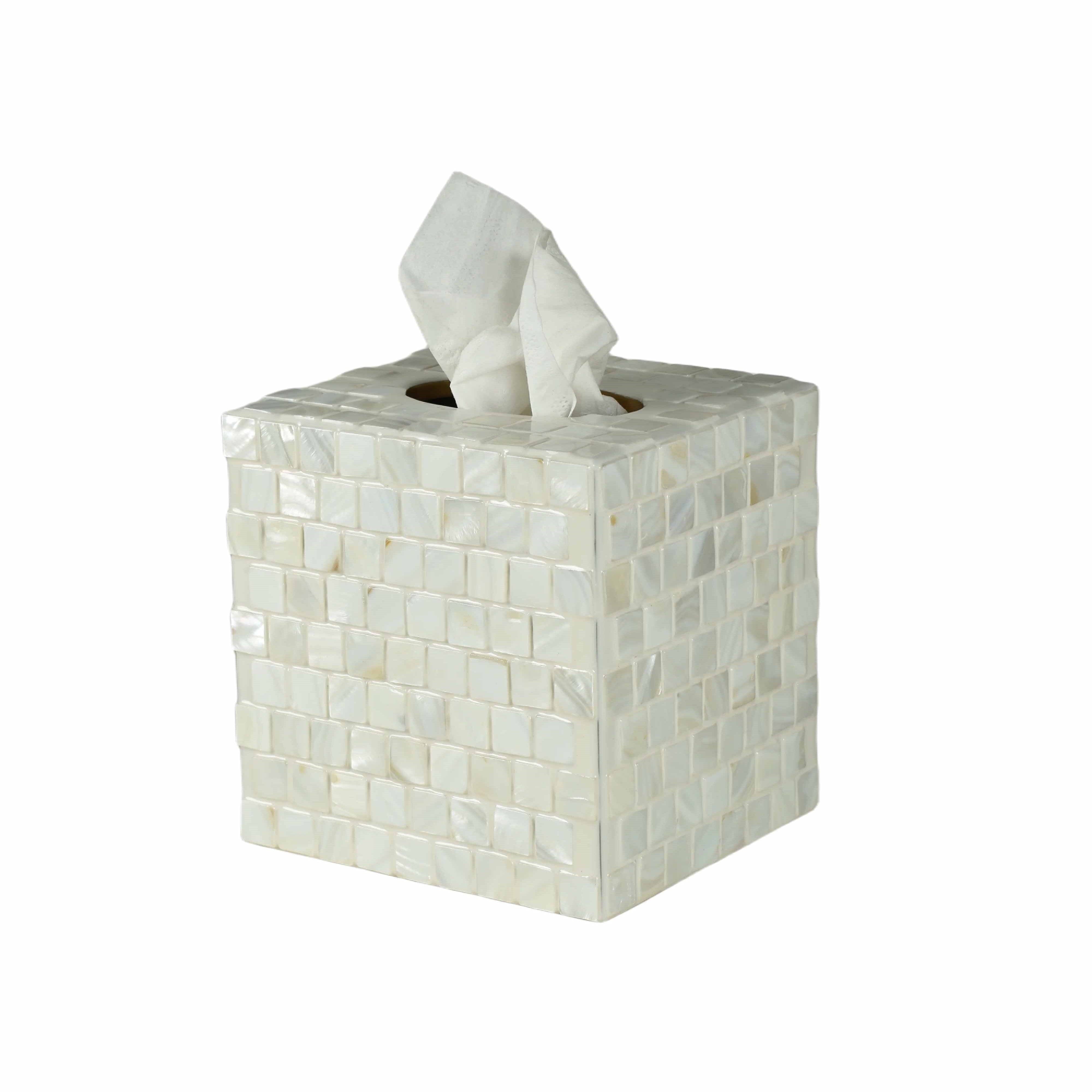 tissue box inlaid with river stones